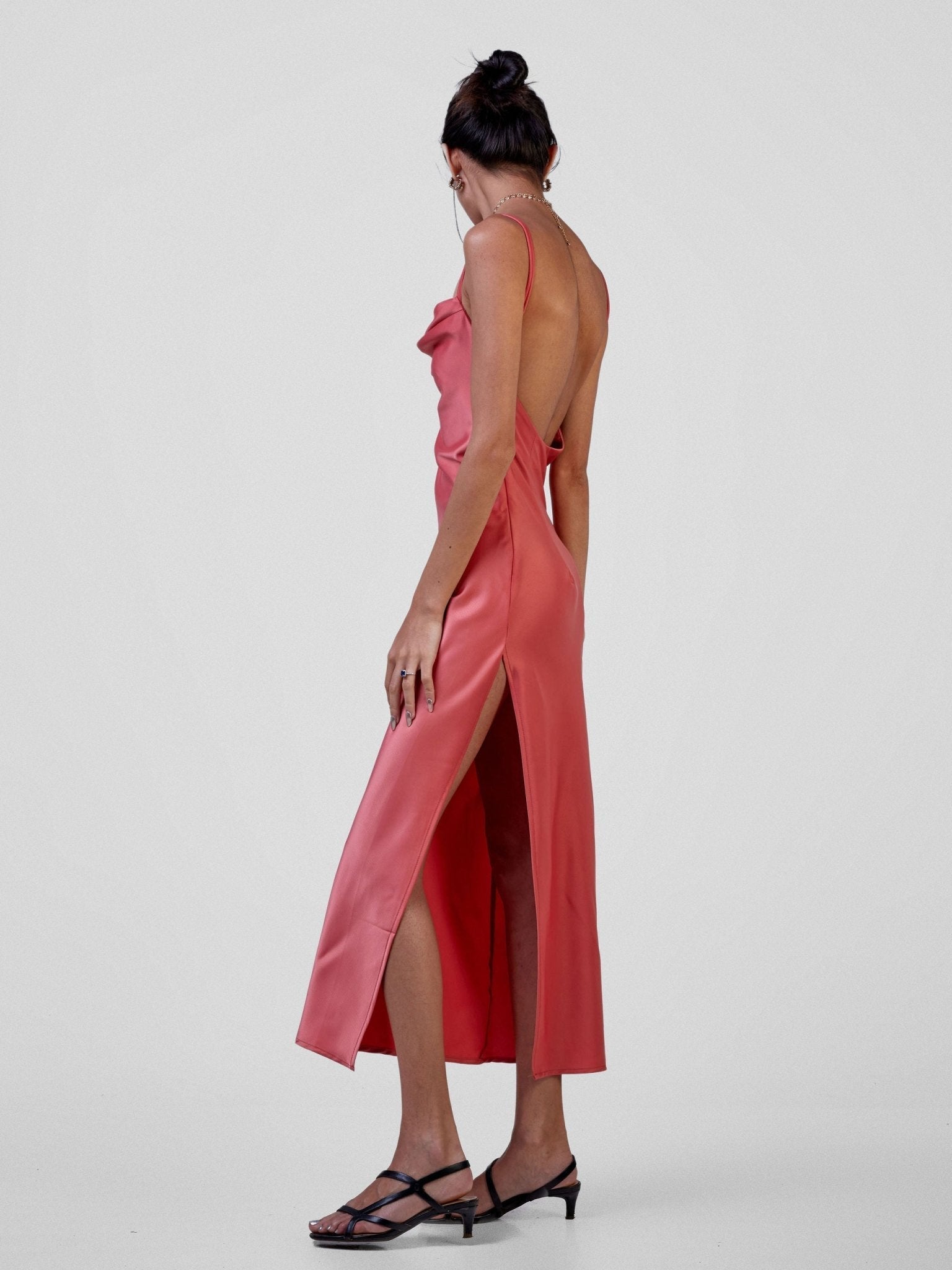 Carrie Wahu X SZ Long Satin Double Strap Dress - Blush Pink - Shopzetu