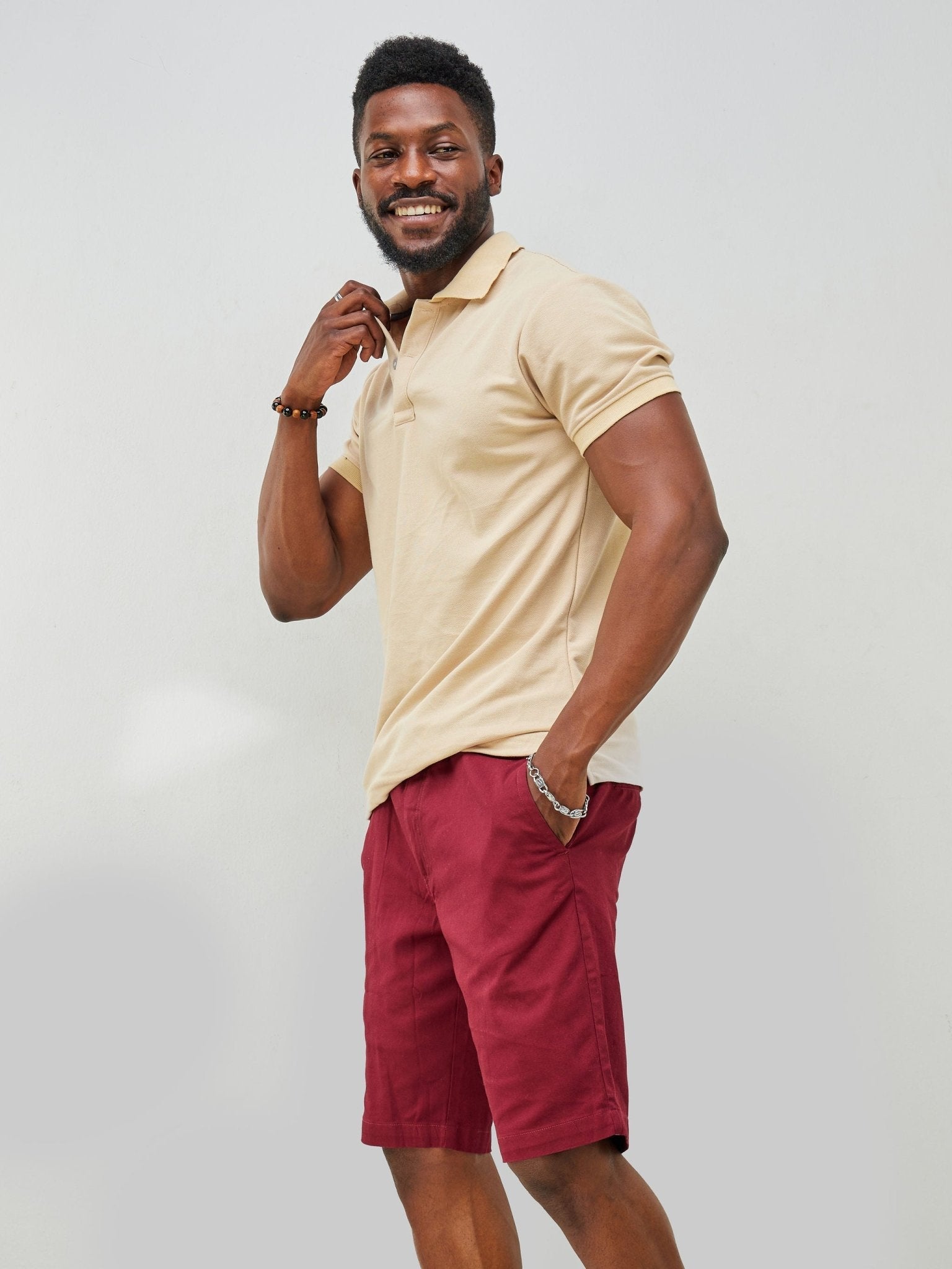 Zetu Men's Chino Shorts - Maroon - Shopzetu