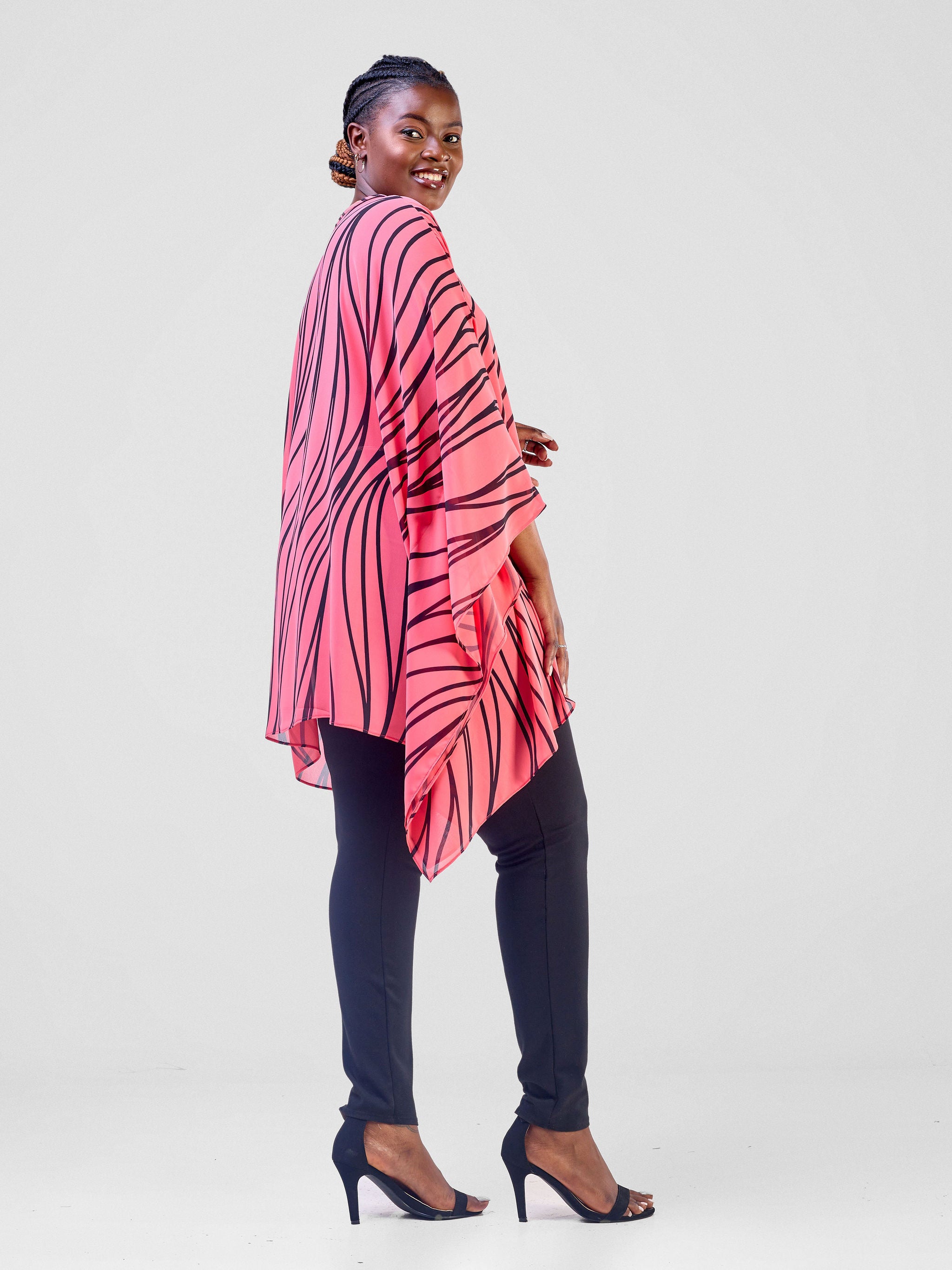 Vivo Basic Wide Loose Top - Pink Sari Print