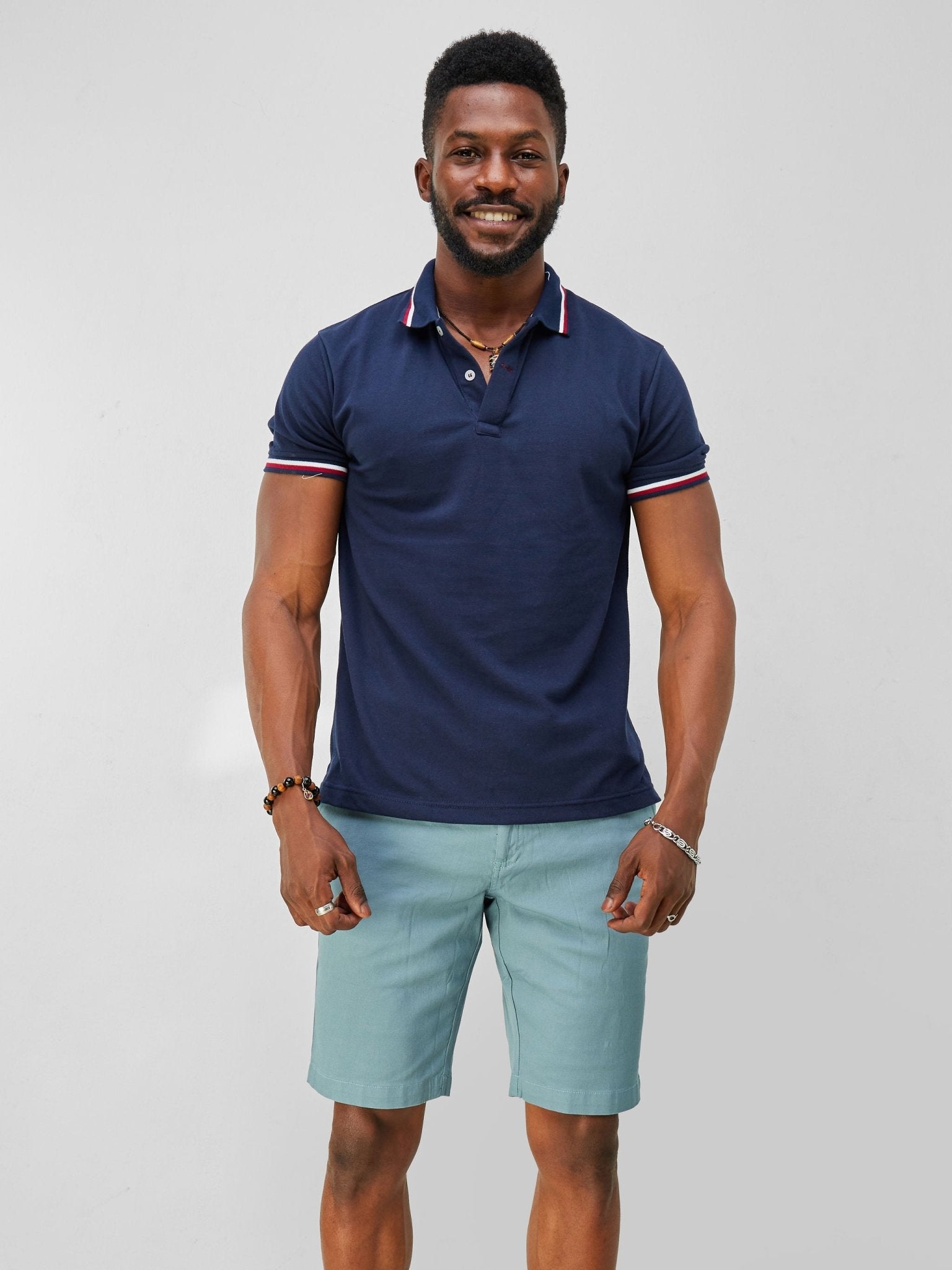 Zetu Men's Chino Shorts - Stone Blue - Shopzetu