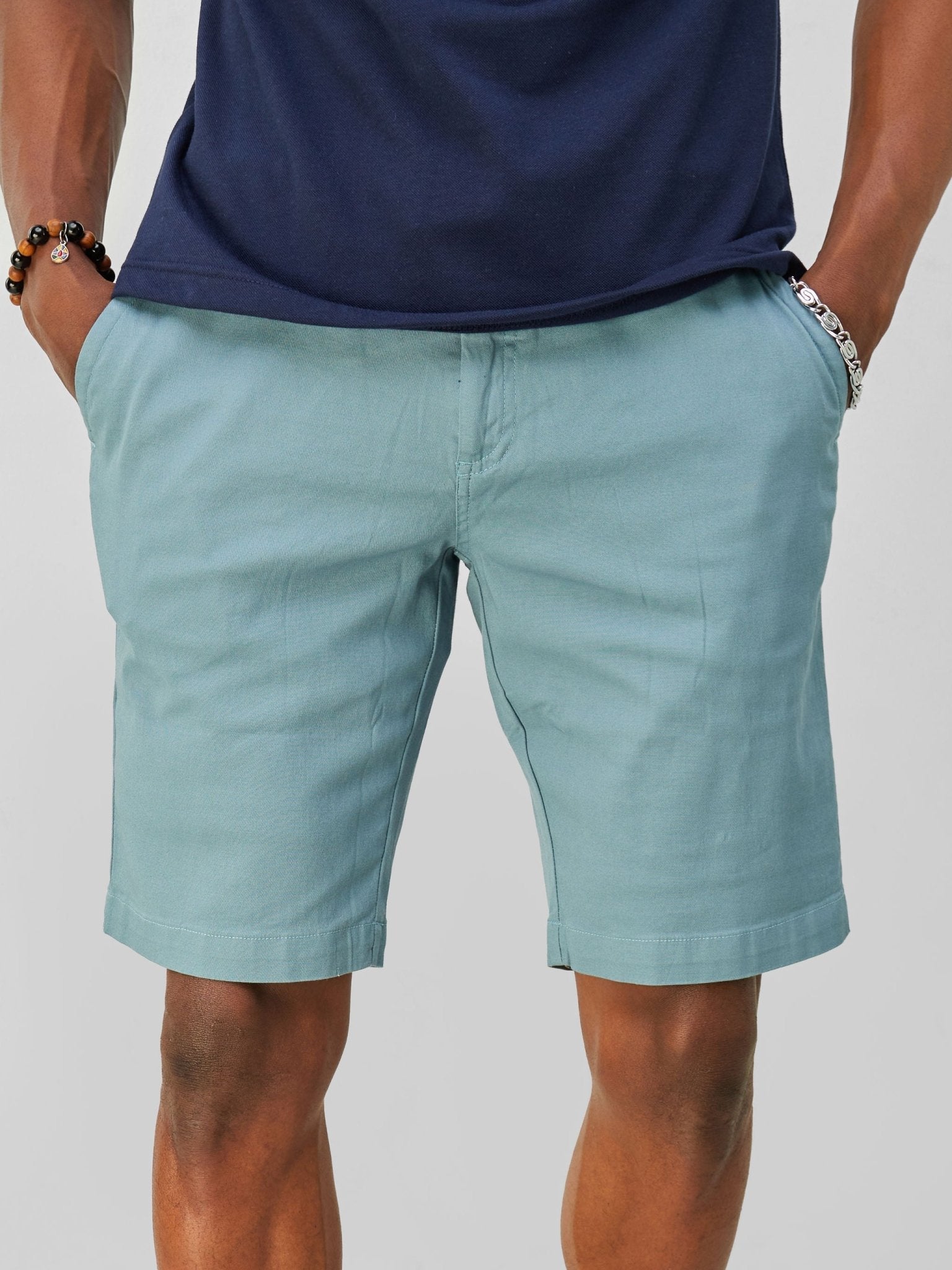 Zetu Men's Chino Shorts - Stone Blue - Shopzetu