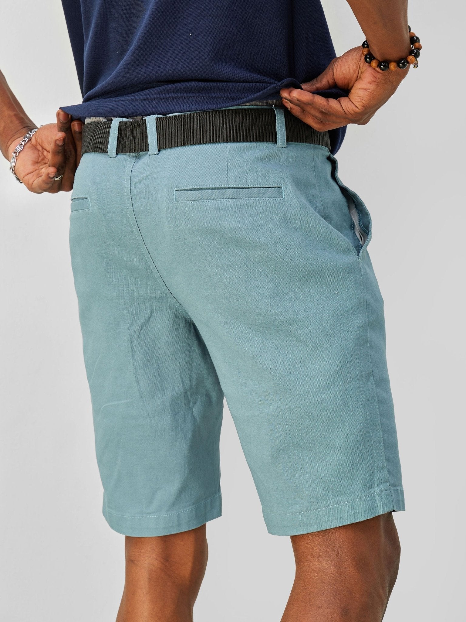 Zetu Men's Chino Shorts - Stone Blue - Shopzetu