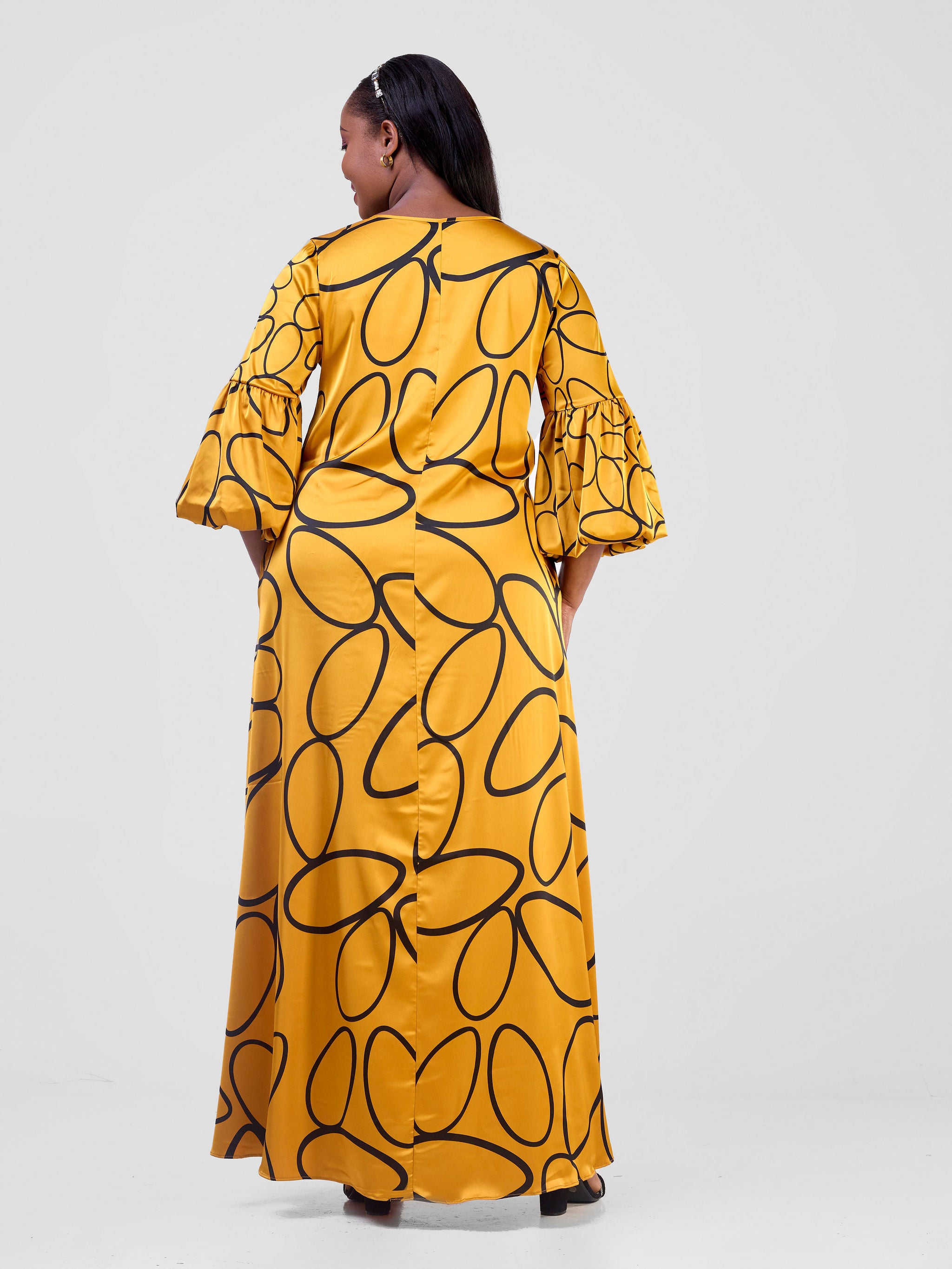 Vivo Hanabi Tent Maxi Dress - Mustard 1X Koto Print