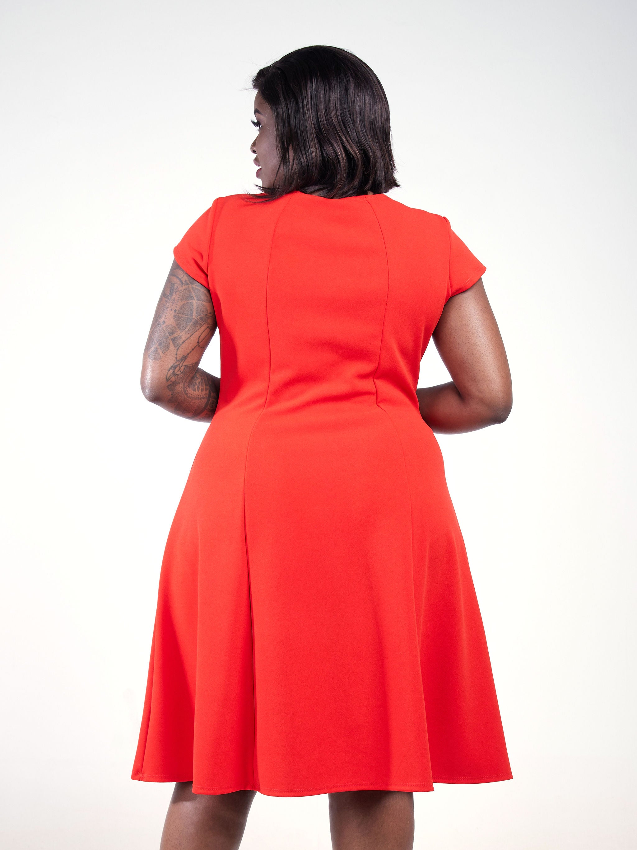 Vivo Basic Escape A-Line Dress - Orange
