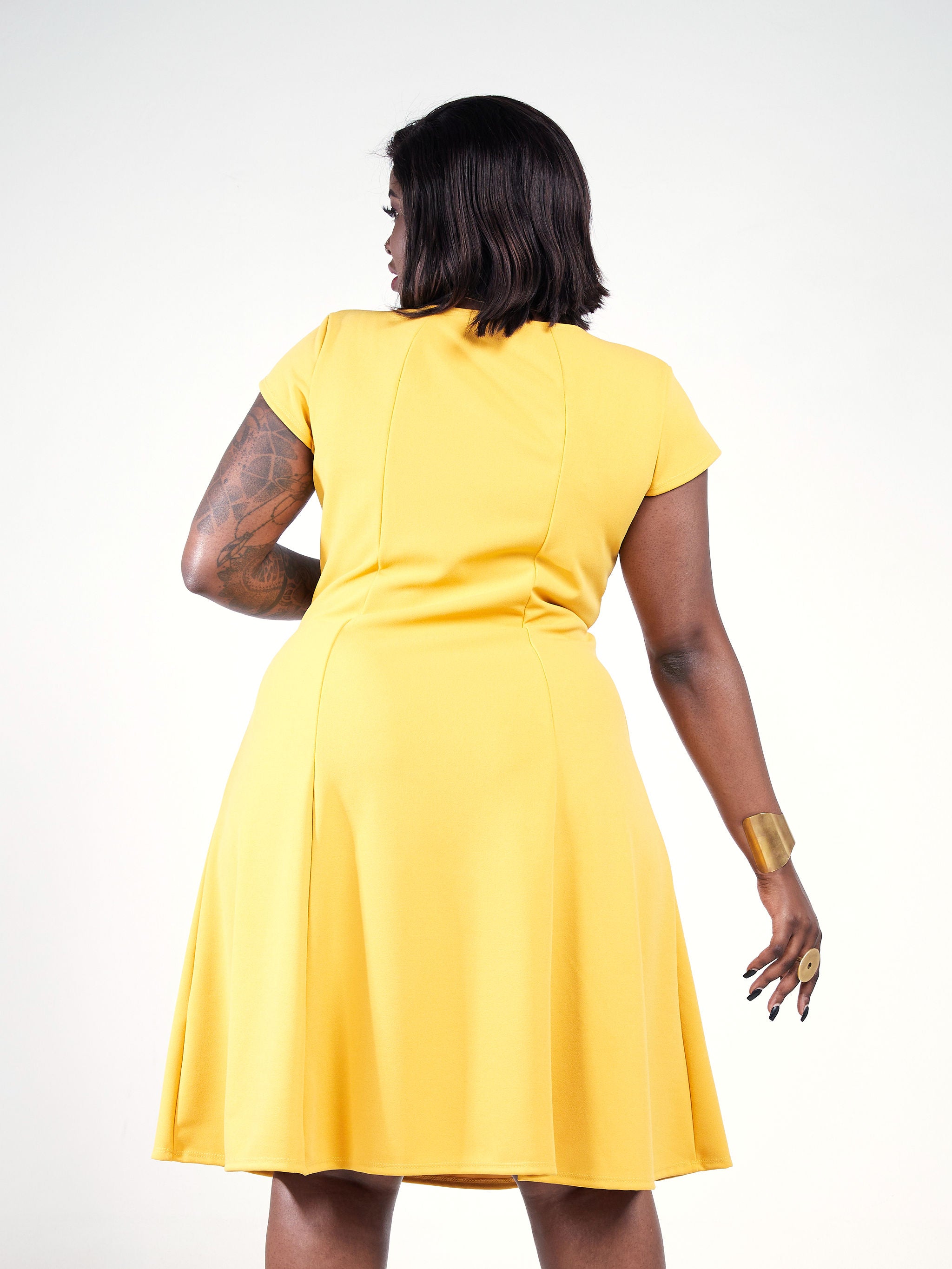 Vivo Basic Escape A-Line Dress - Yellow