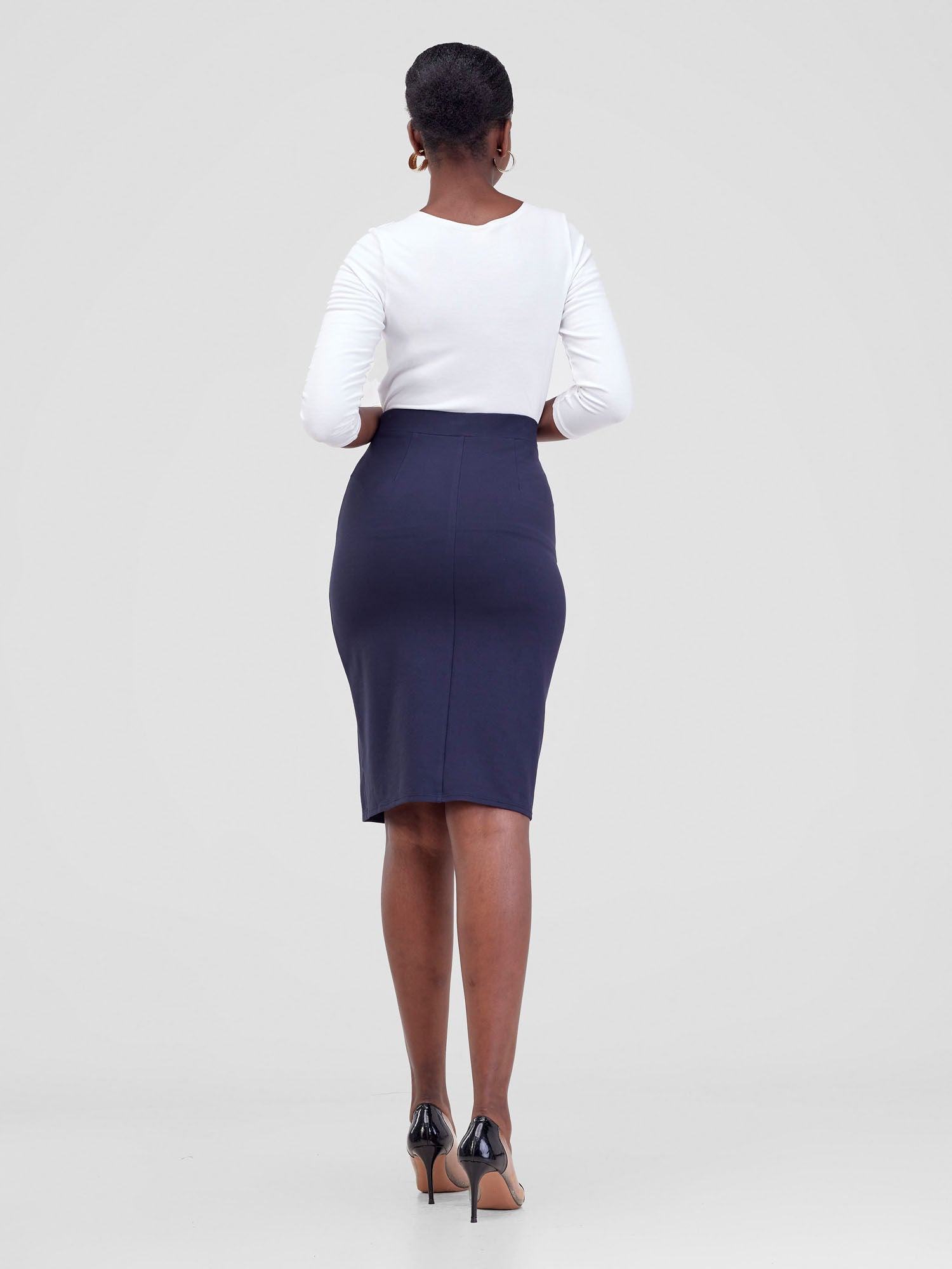 Vivo Tande Front Drape Skirt - Dark Navy