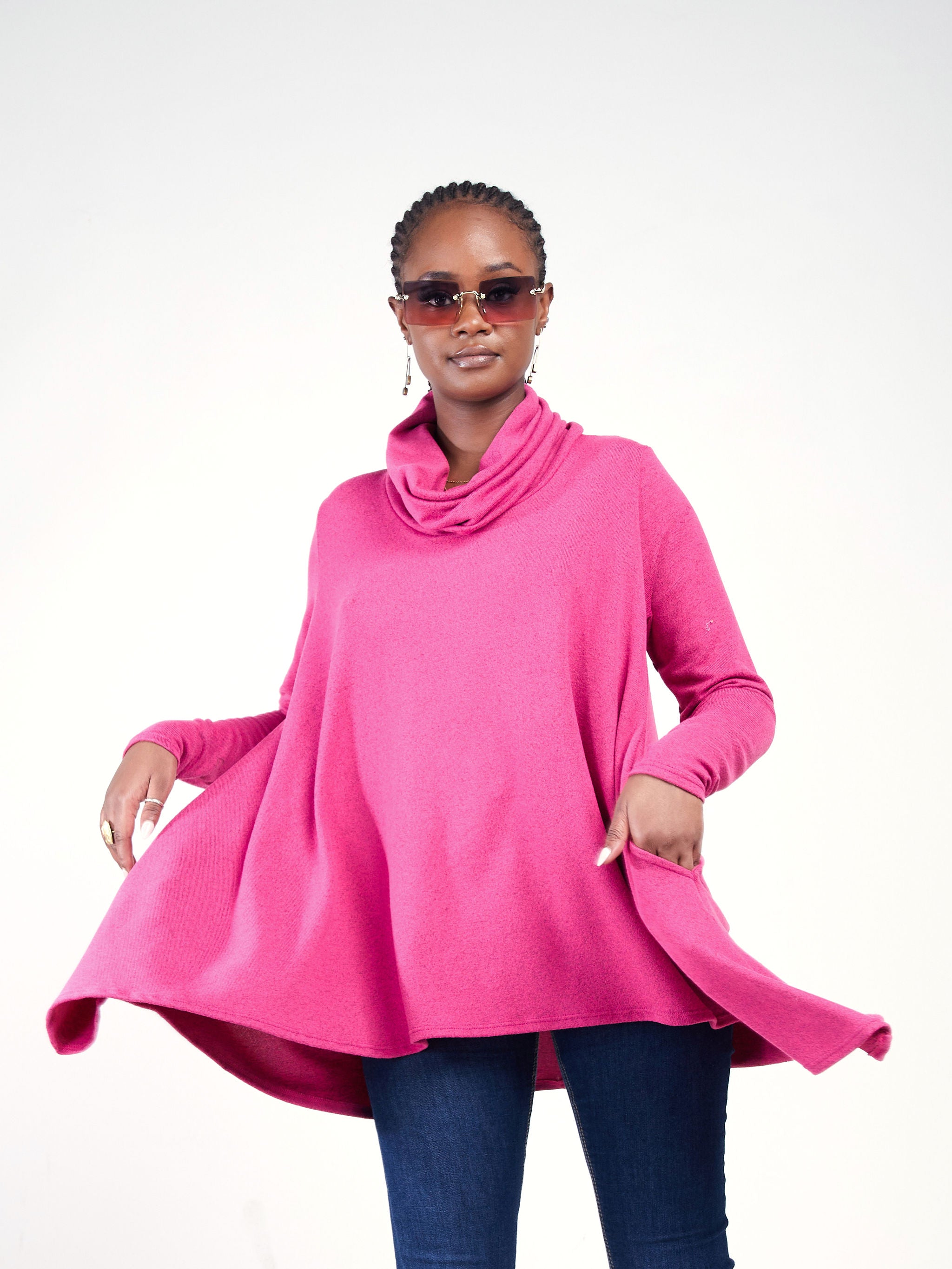 Vivo Basic Imelda Cowl Sweater - Pink