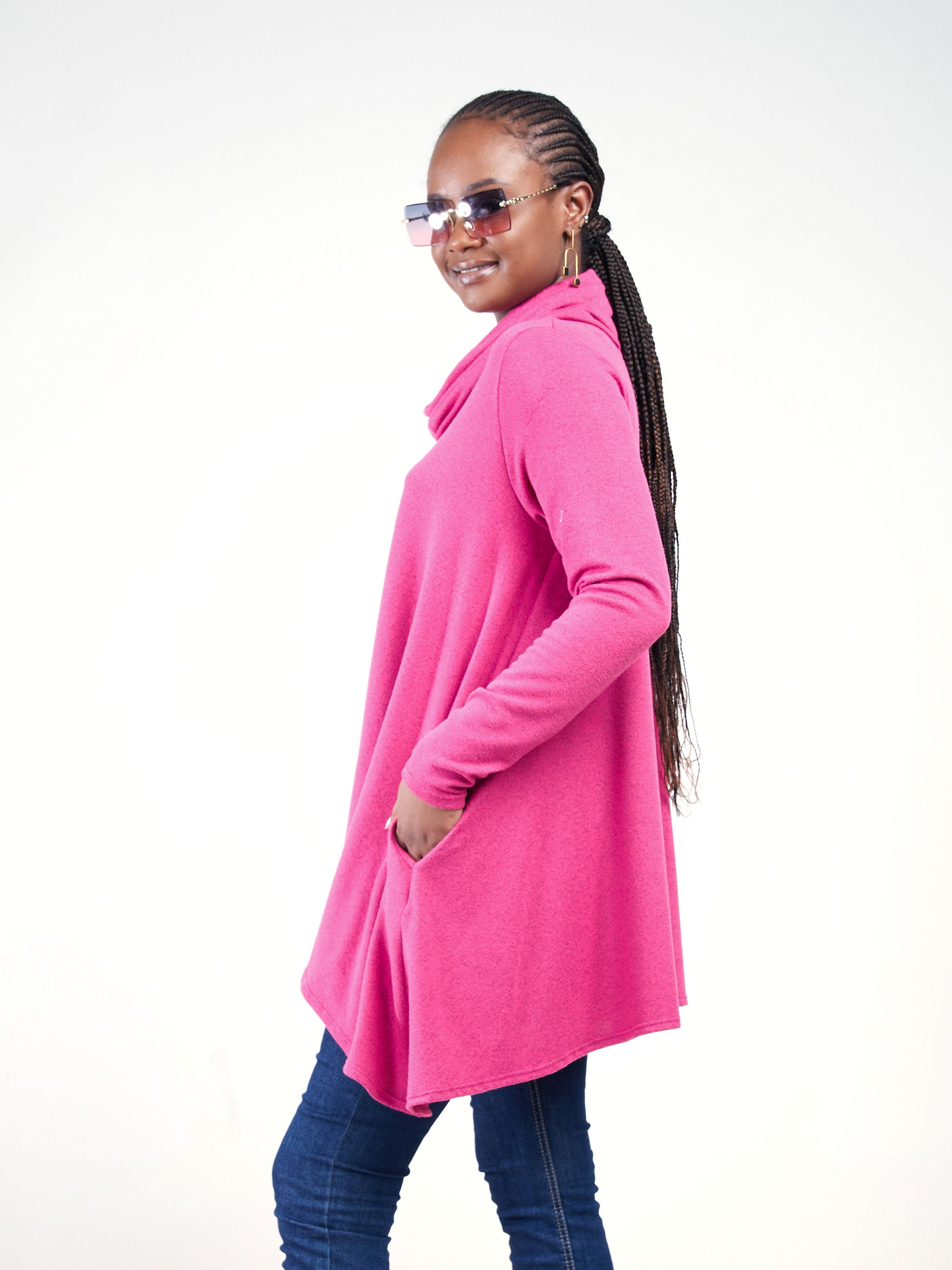 Vivo Basic Imelda Cowl Sweater - Pink