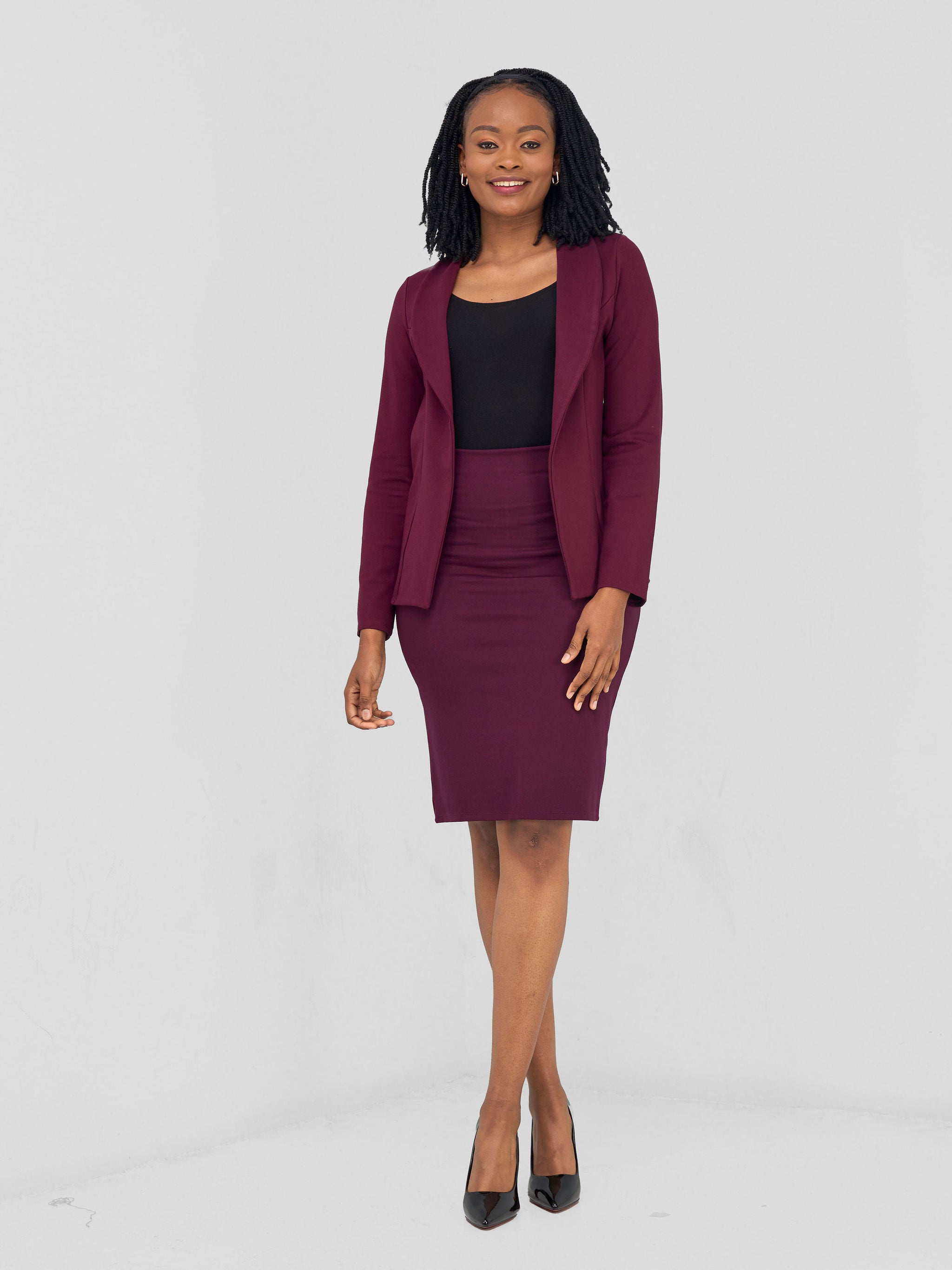 Vivo Basic Straight Skirt - Burgundy