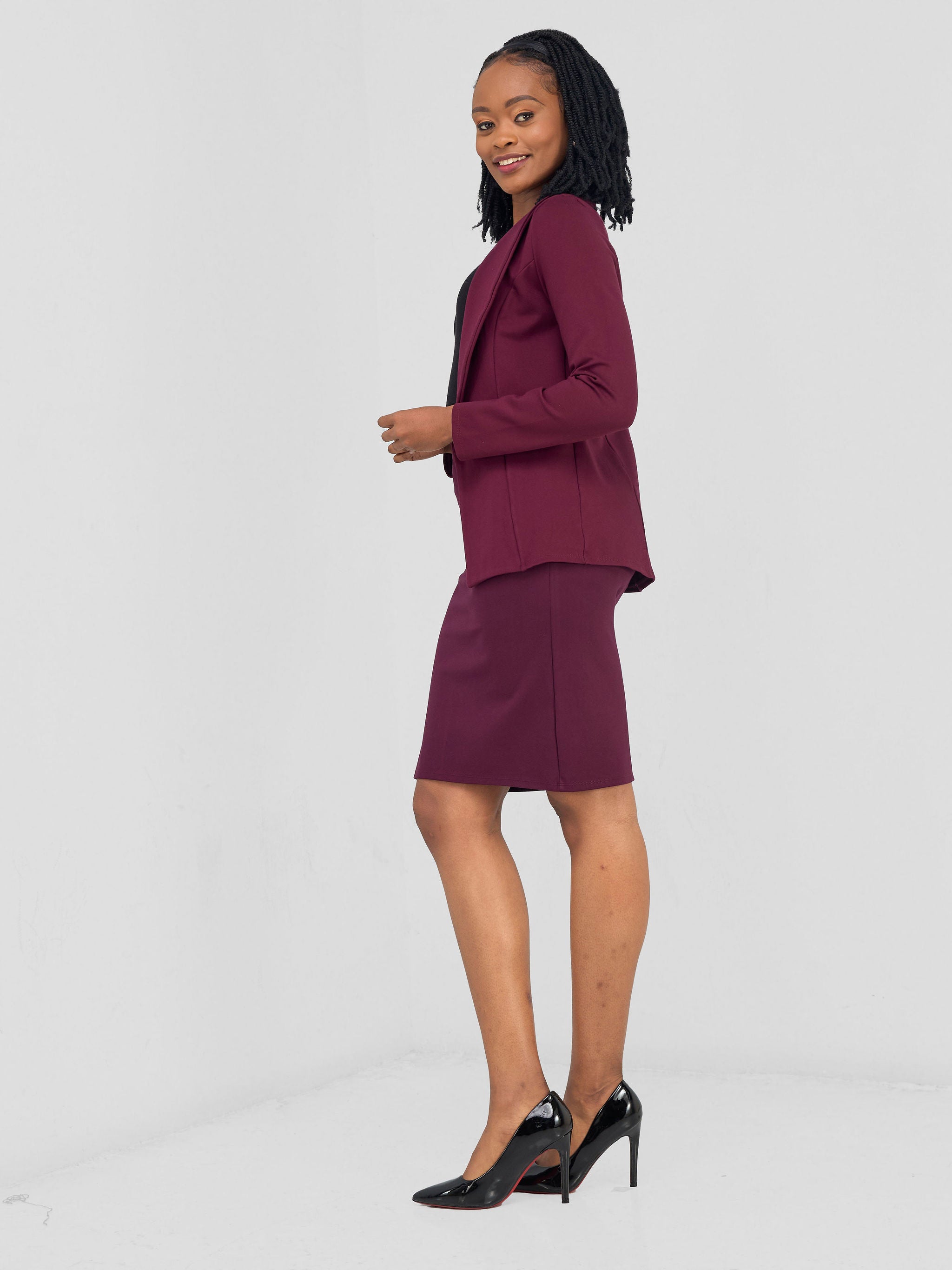 Vivo Basic Straight Skirt - Burgundy