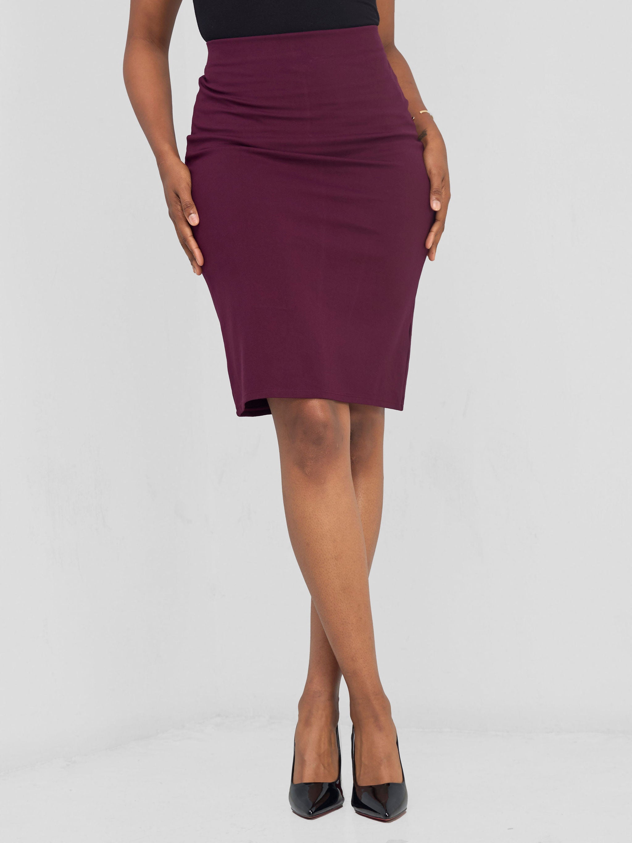 Vivo Basic Straight Skirt - Burgundy