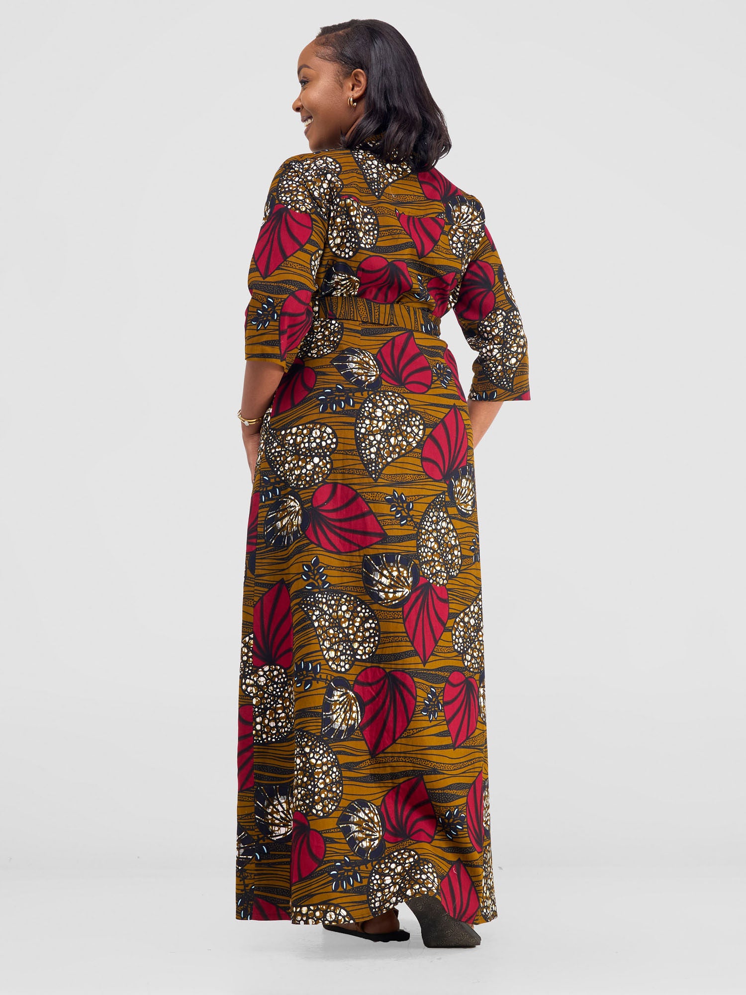 Safari Kitenge 3/4 sleeve Maxi Dress - Sipo Print