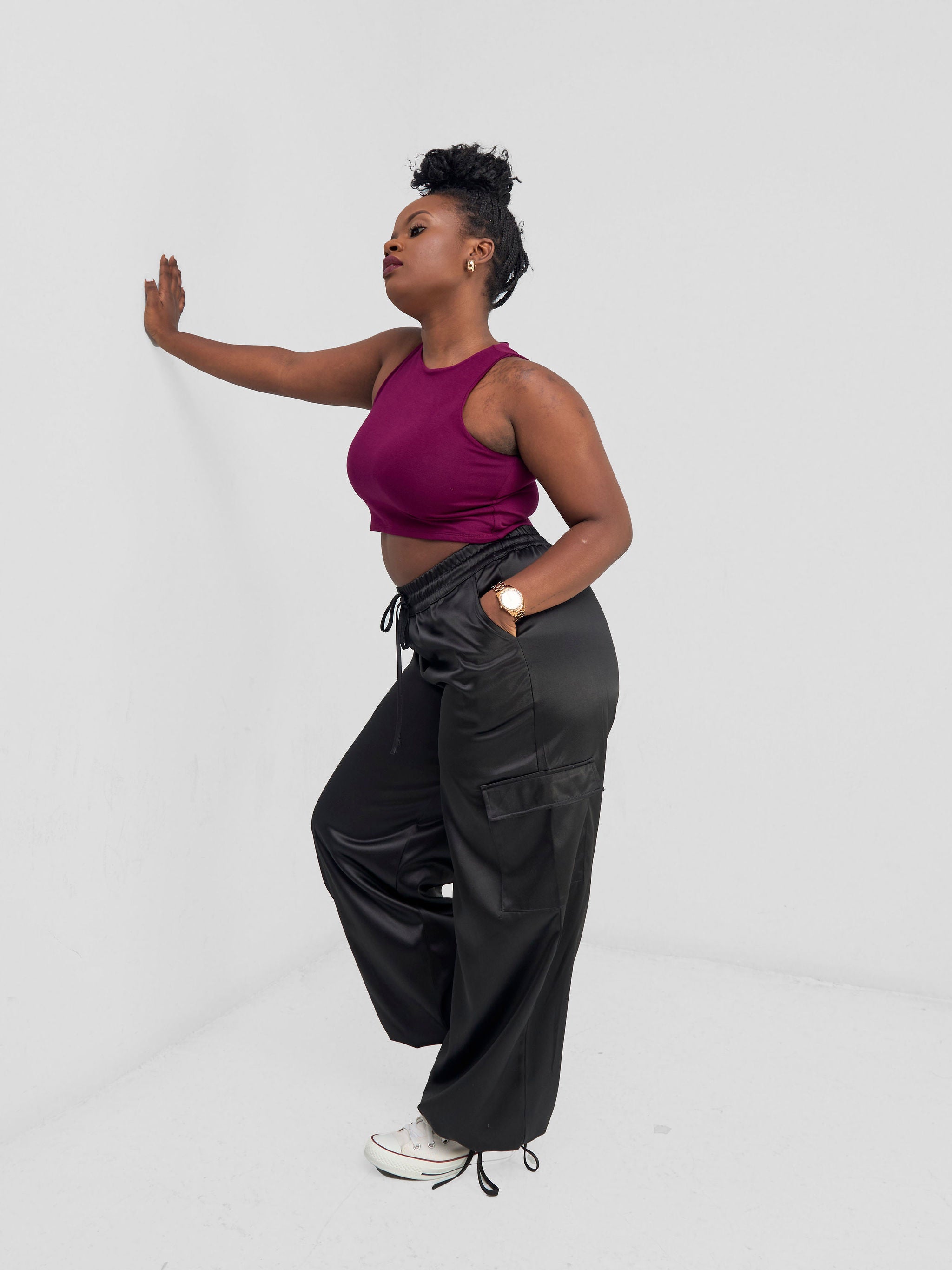 Zoya Basic Racer Back Crop Top - Burgundy