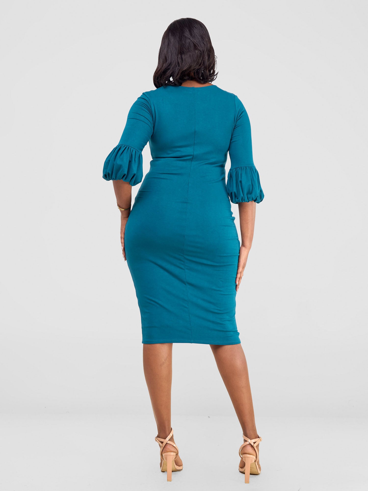 Vivo Basic Puff Sleeved Bodycon - Teal