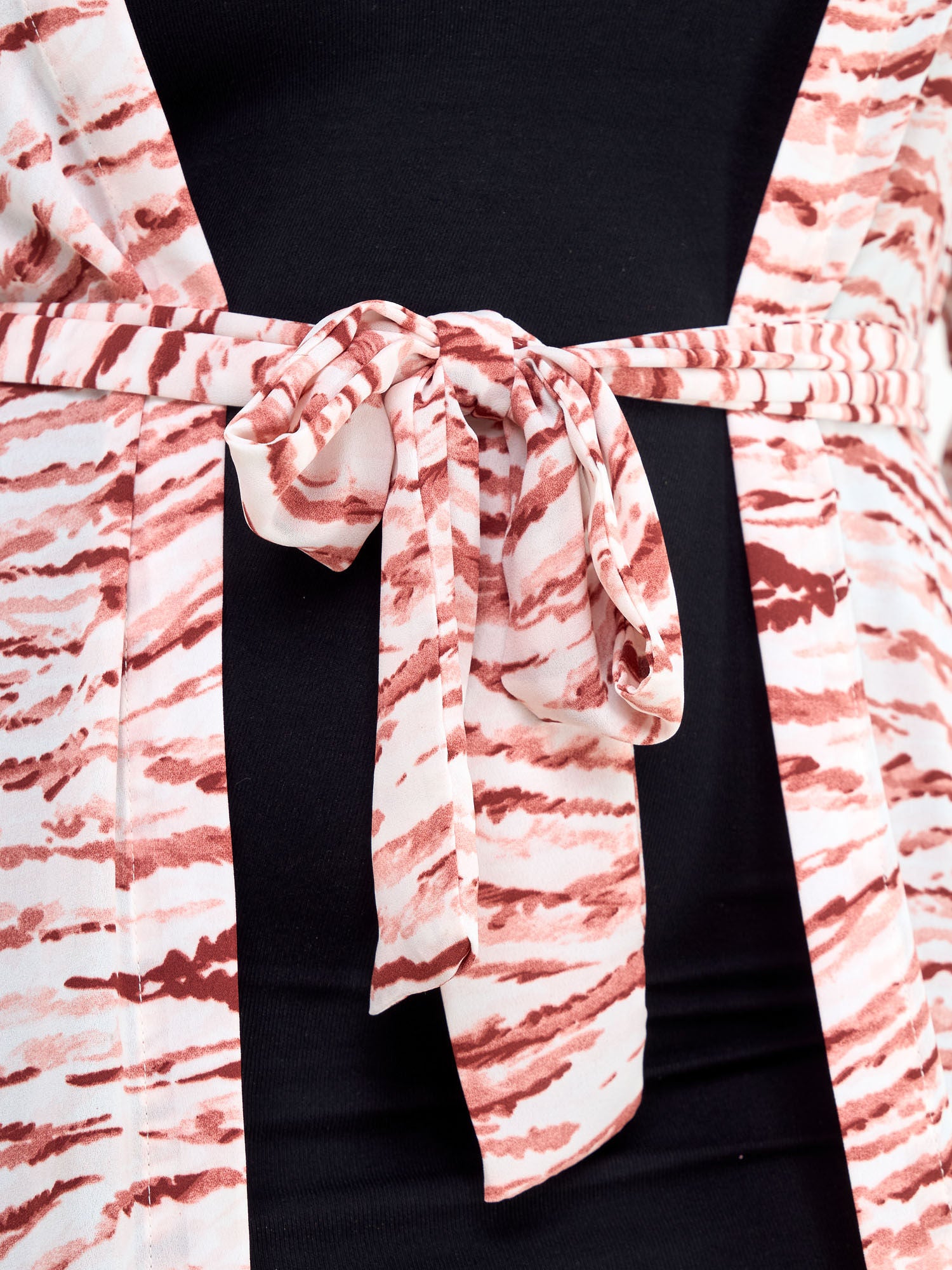 Vivo Sana Long Sleeved Maxi cover-Up -  White /Peach Animal stripes Print