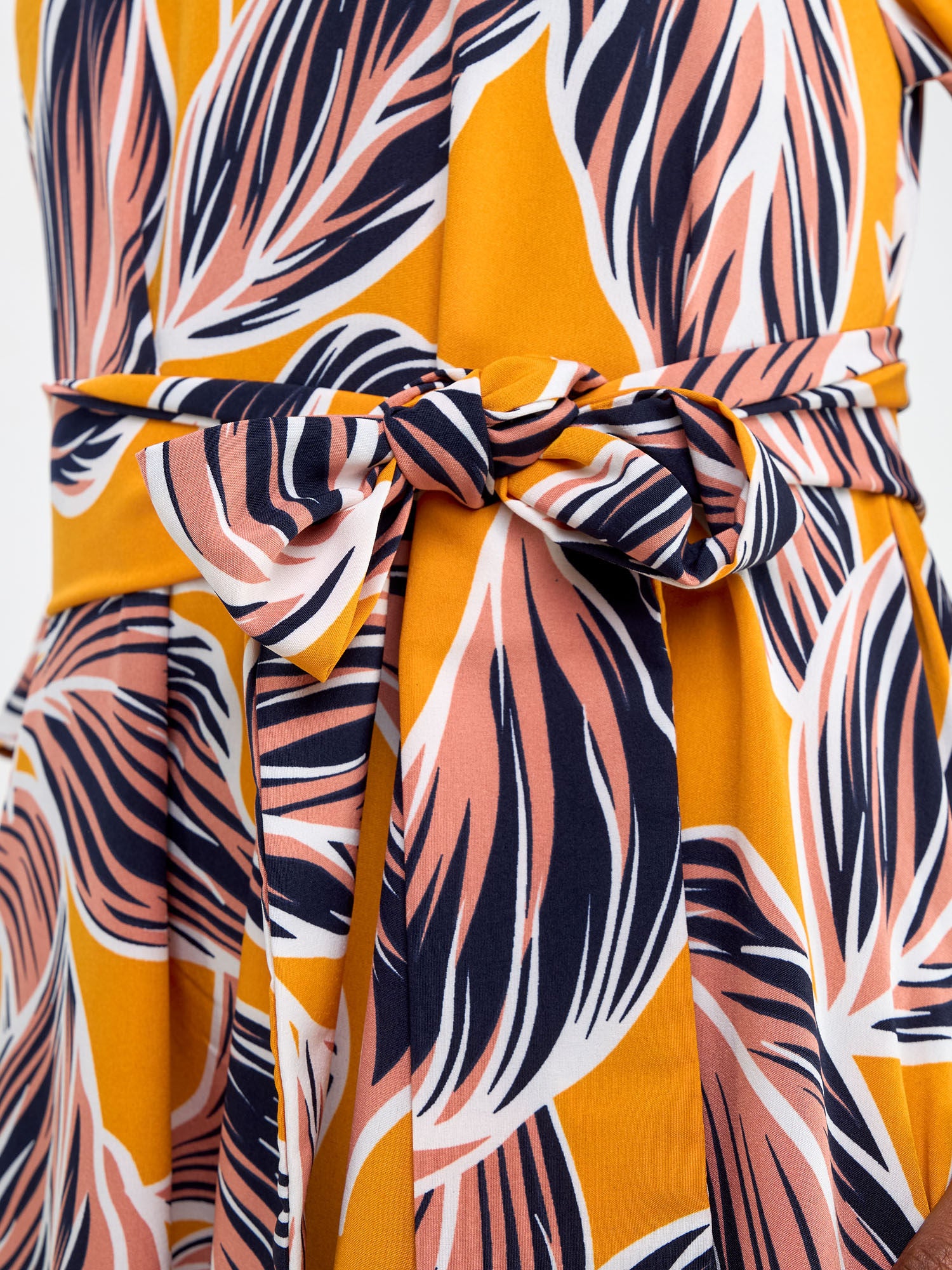 Vivo Tana Off Shoulder Maxi Dress - Peach / Mustard Print
