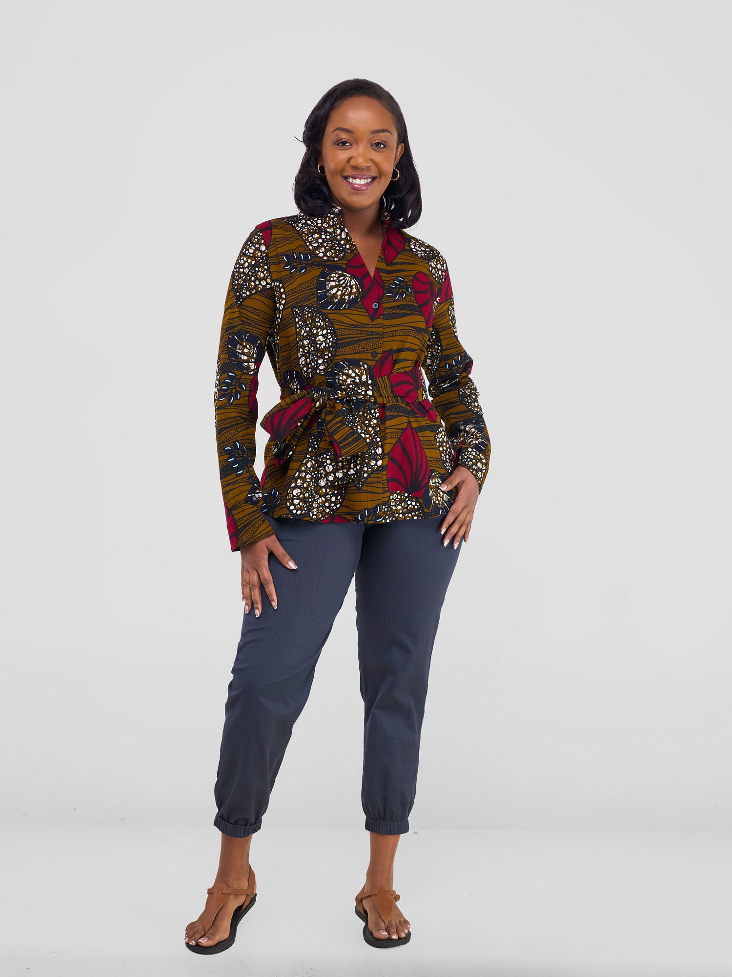 Safari Savannah Kitenge Chinese Collar Shirt - Sipo Print