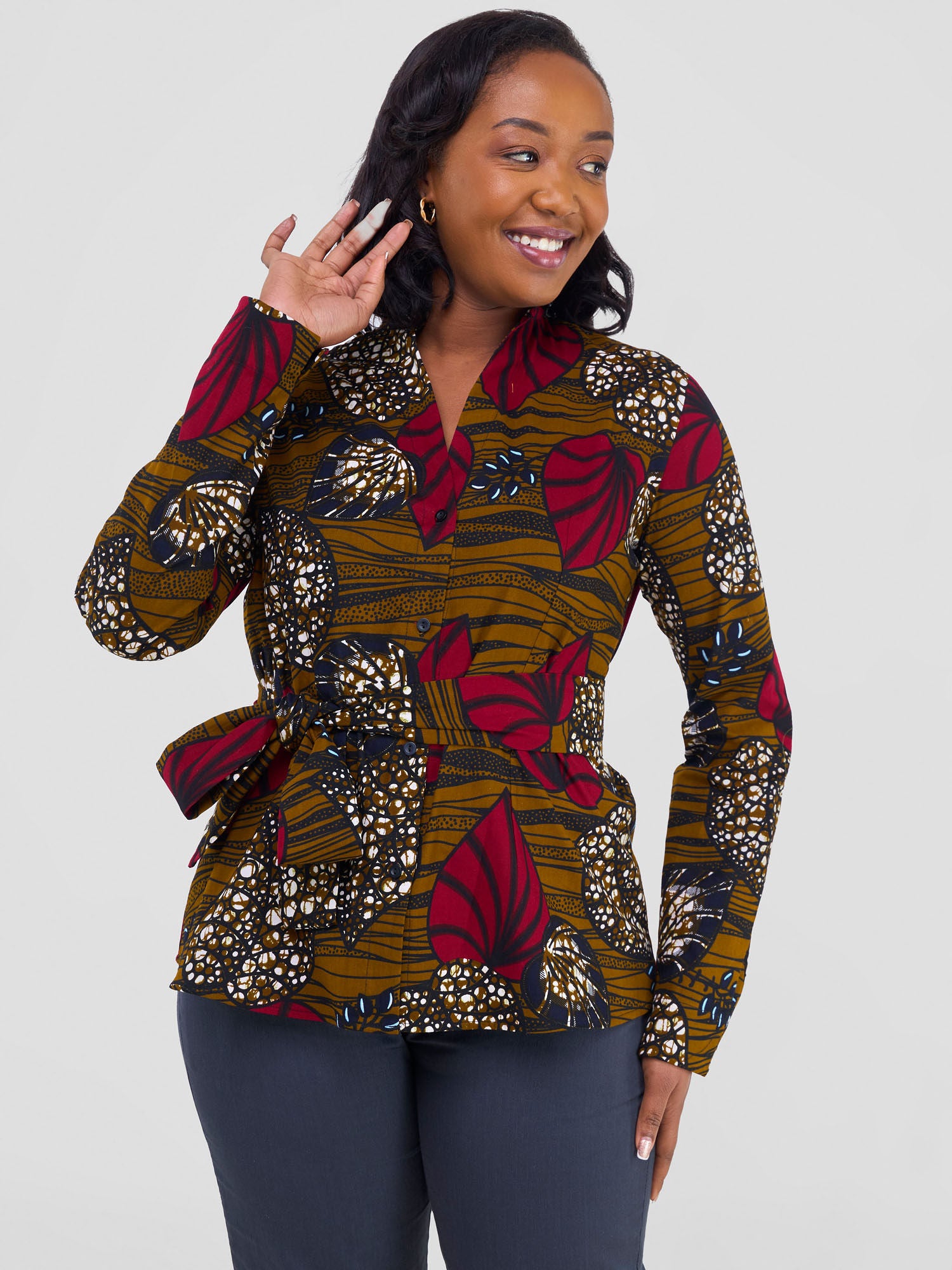 Safari Savannah Kitenge Chinese Collar Shirt - Sipo Print