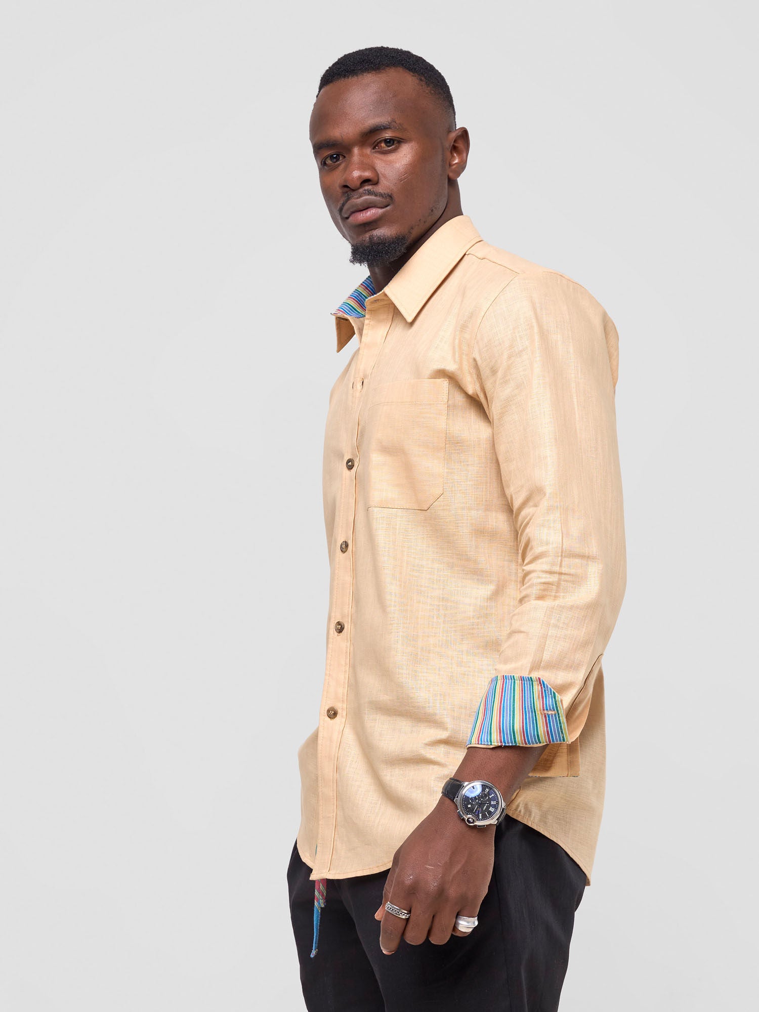 Safari Savannah Men's Long Sleeve Shirt - Beige