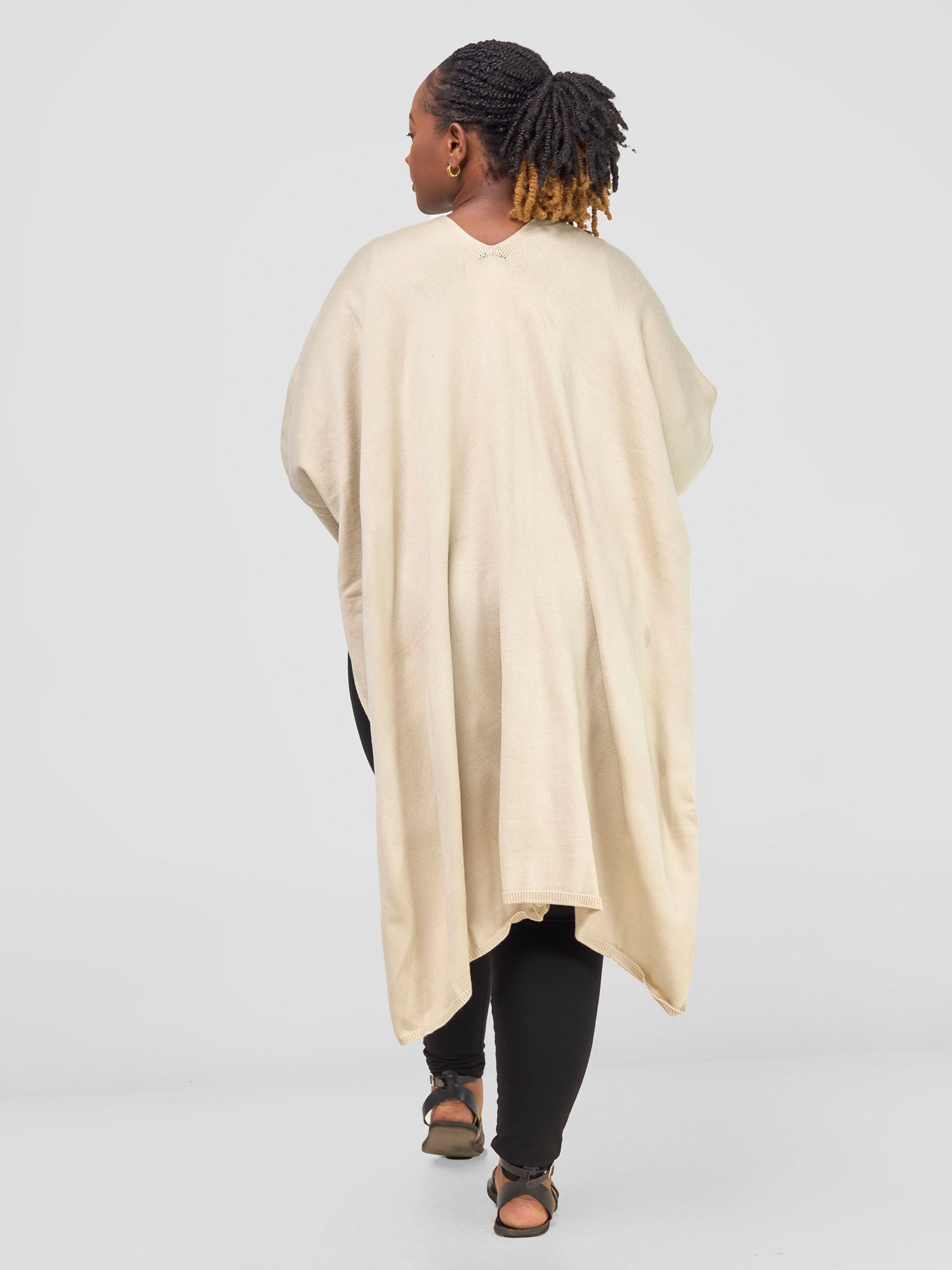 Vivo Cuffed Wrap Poncho - Ivory