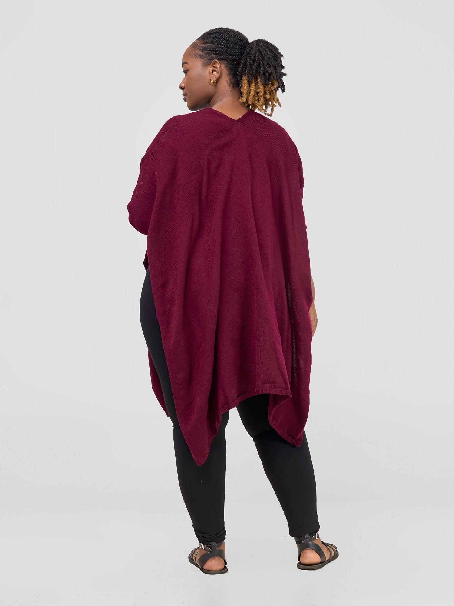 Vivo Cuffed Wrap Poncho - Maroon