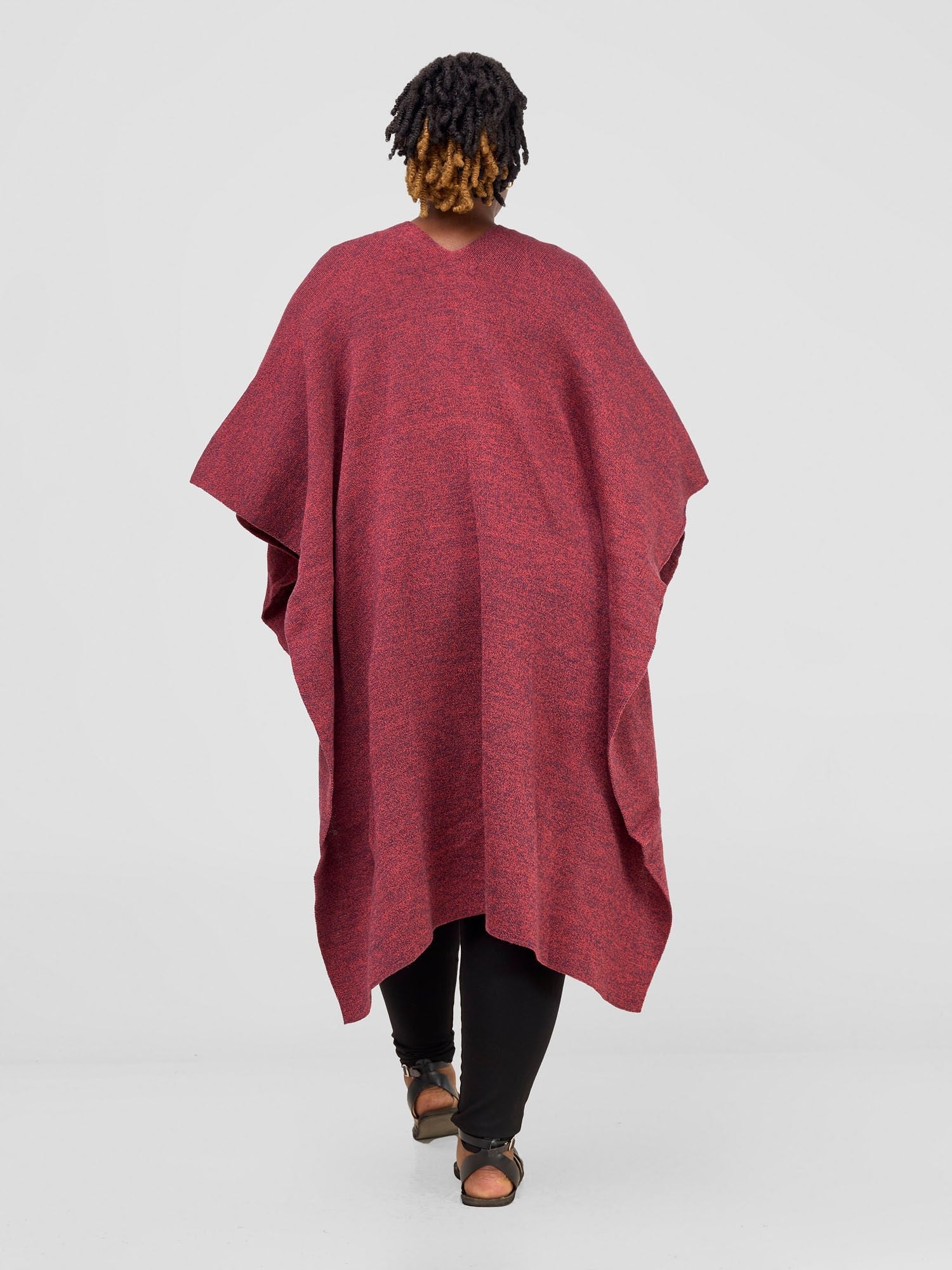 Vivo Basic Double Layered Wrap Poncho (Without Fringe) - Coral / Grey