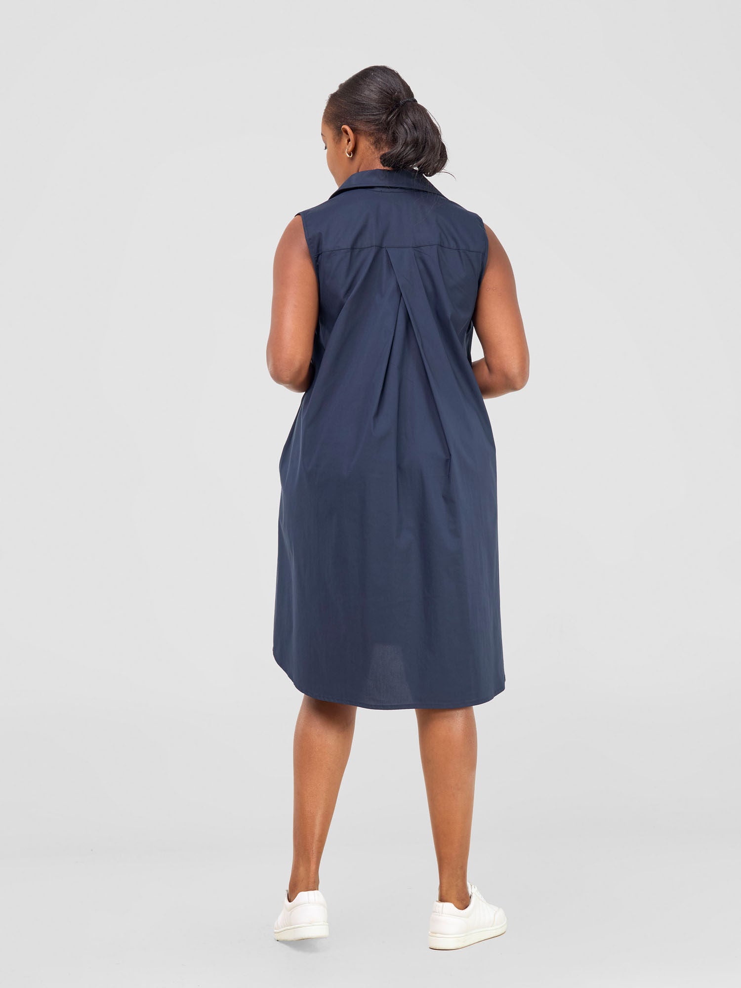 Safari Kaya Sleeveless Tent Shirt Dress - Navy Blue