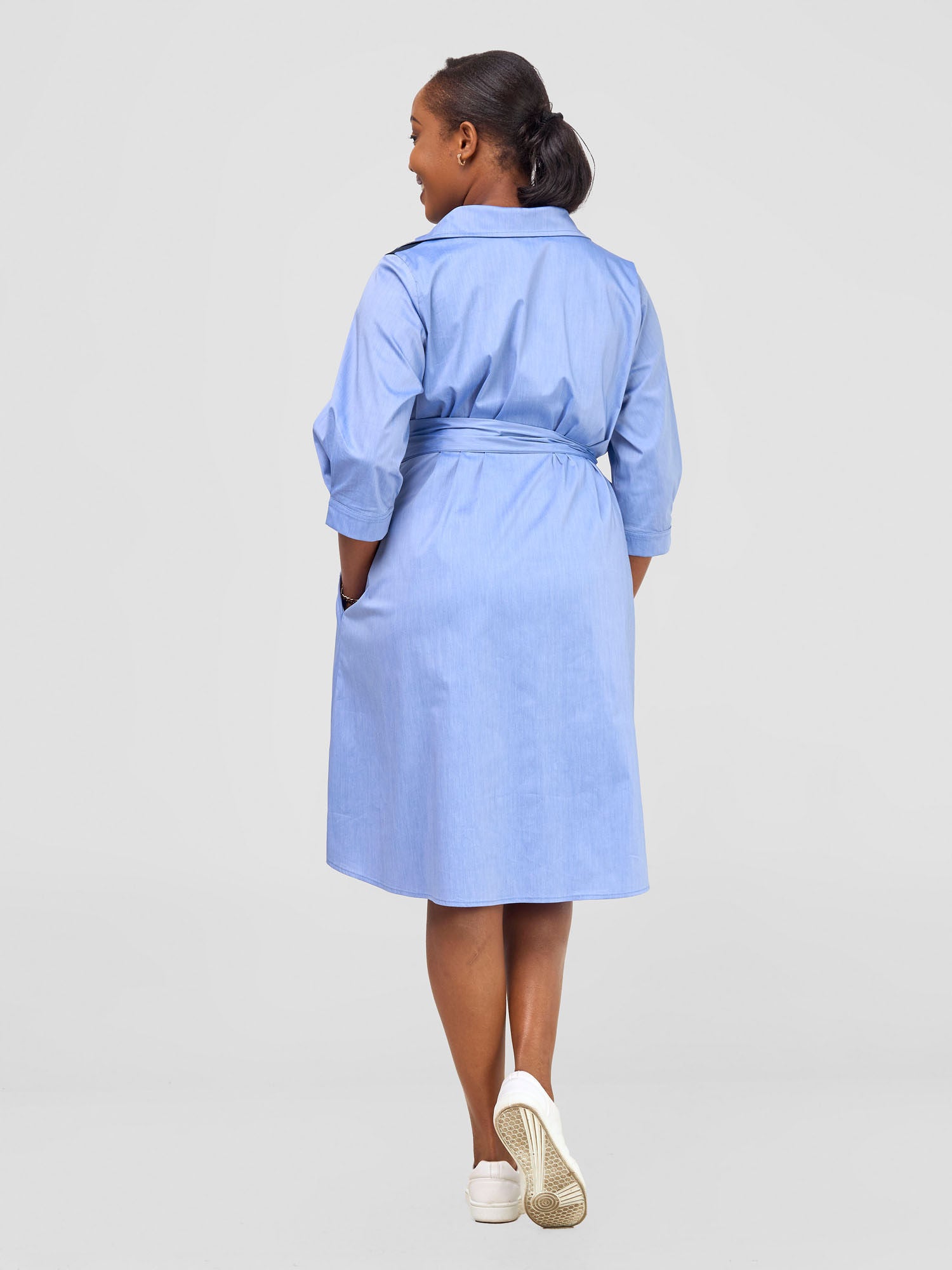 Safari Lira Front Panelled Shirt Dress - Blue / Navy