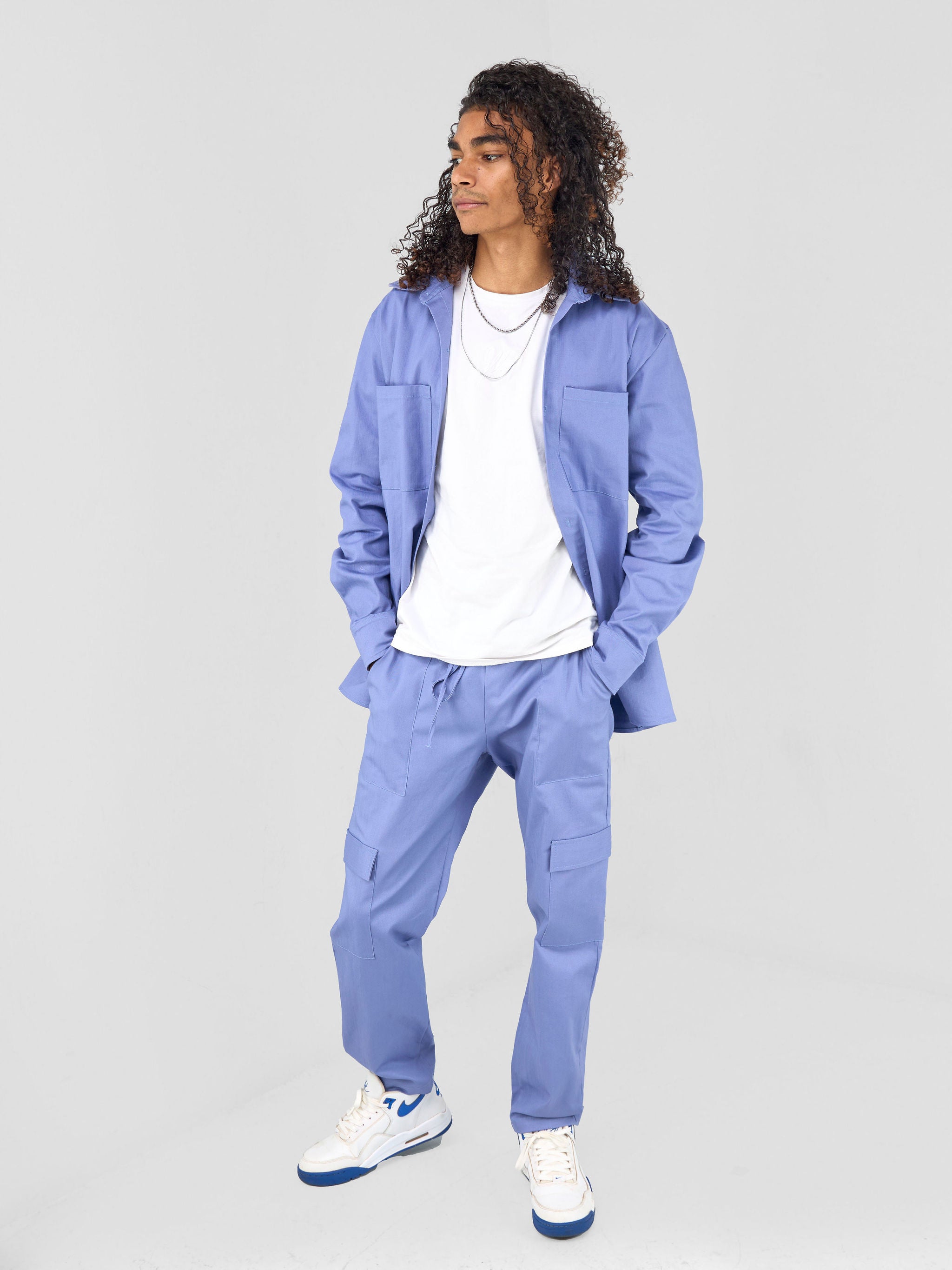 Zoya Banda Unisex Shacket - Blue