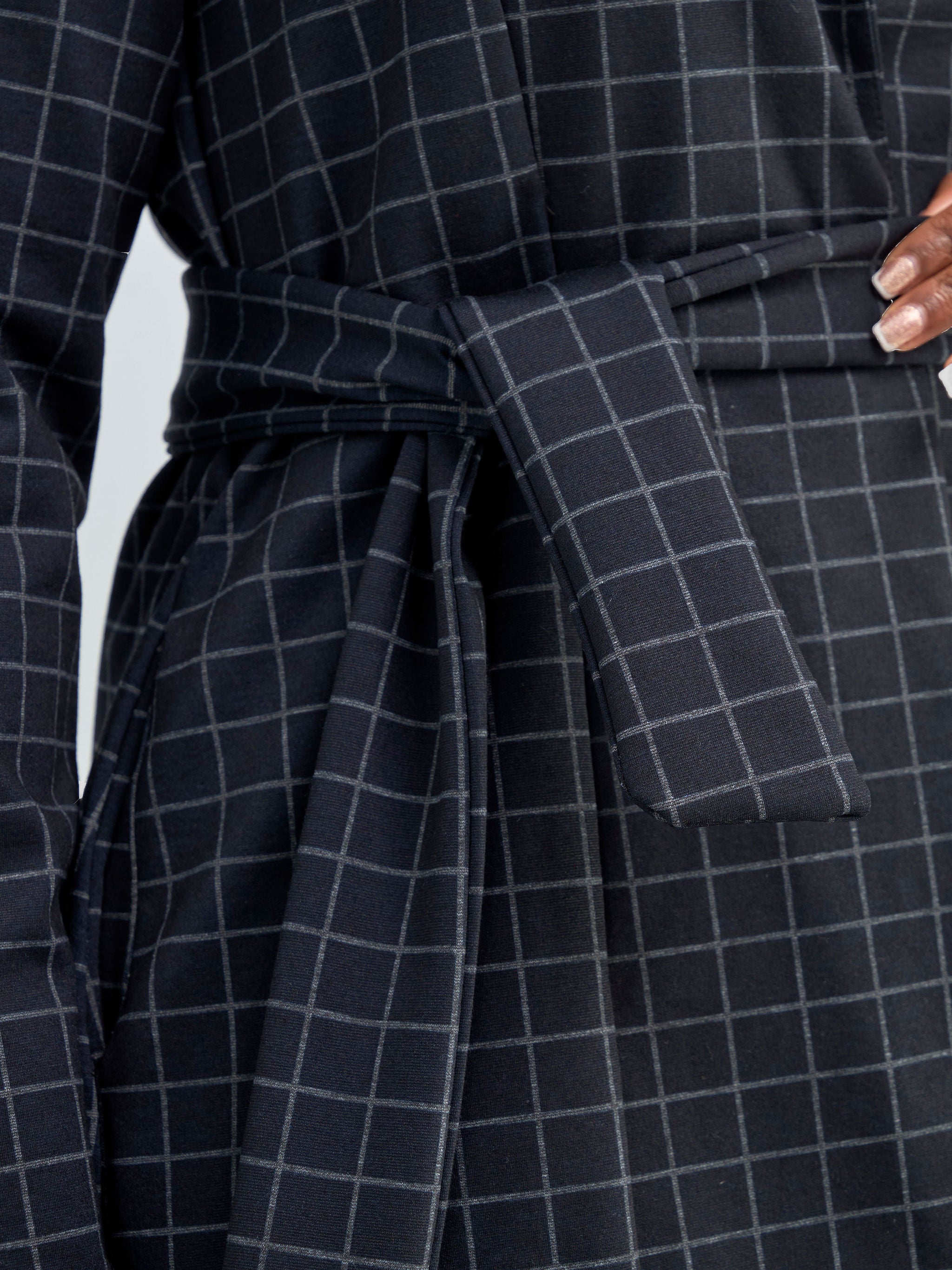 Vivo Paji Trench Coat - Navy Checkered Print