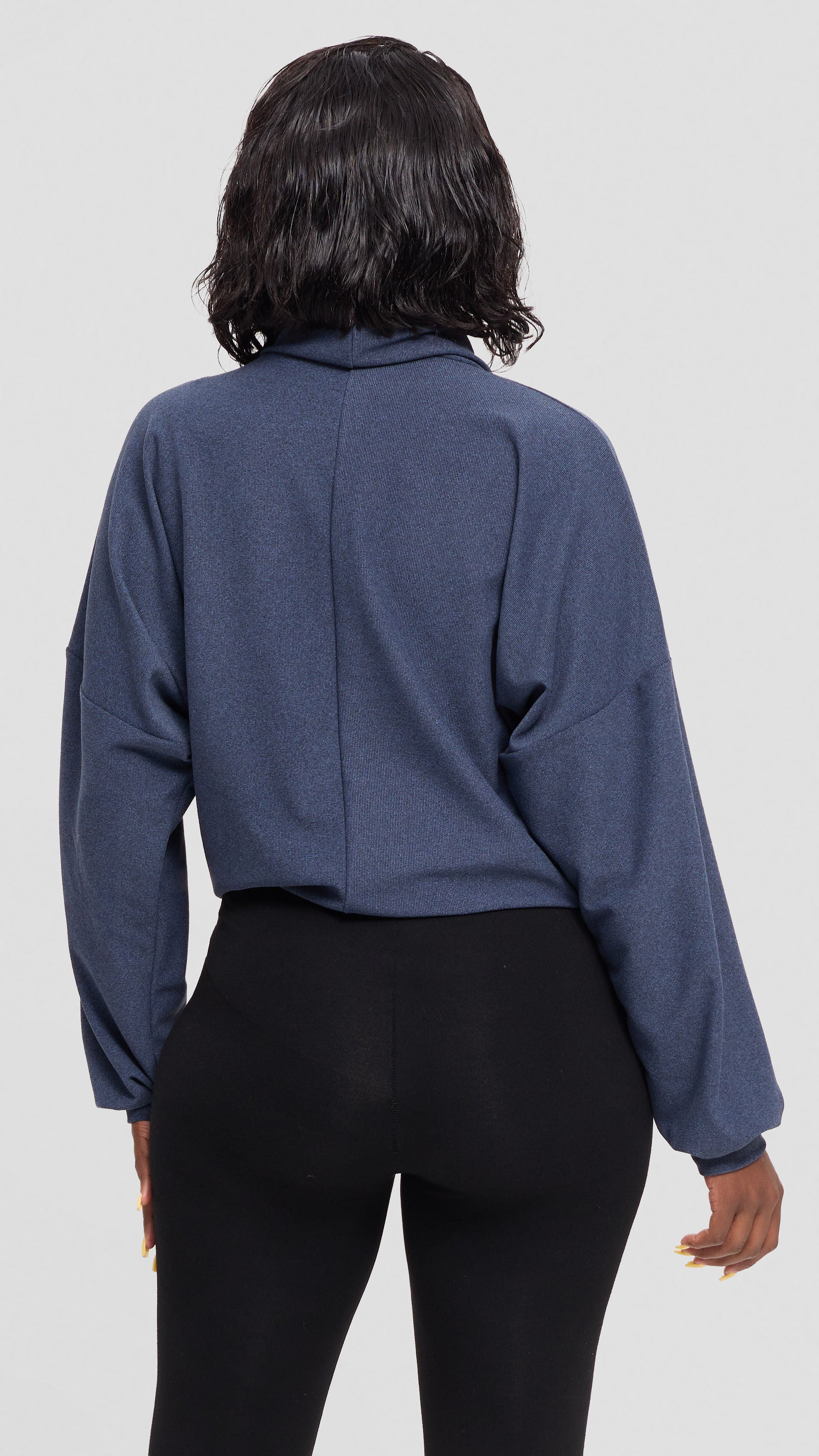 Vivo Selah Dolman Sweatshirt in Rib Sweater - Denim Blue