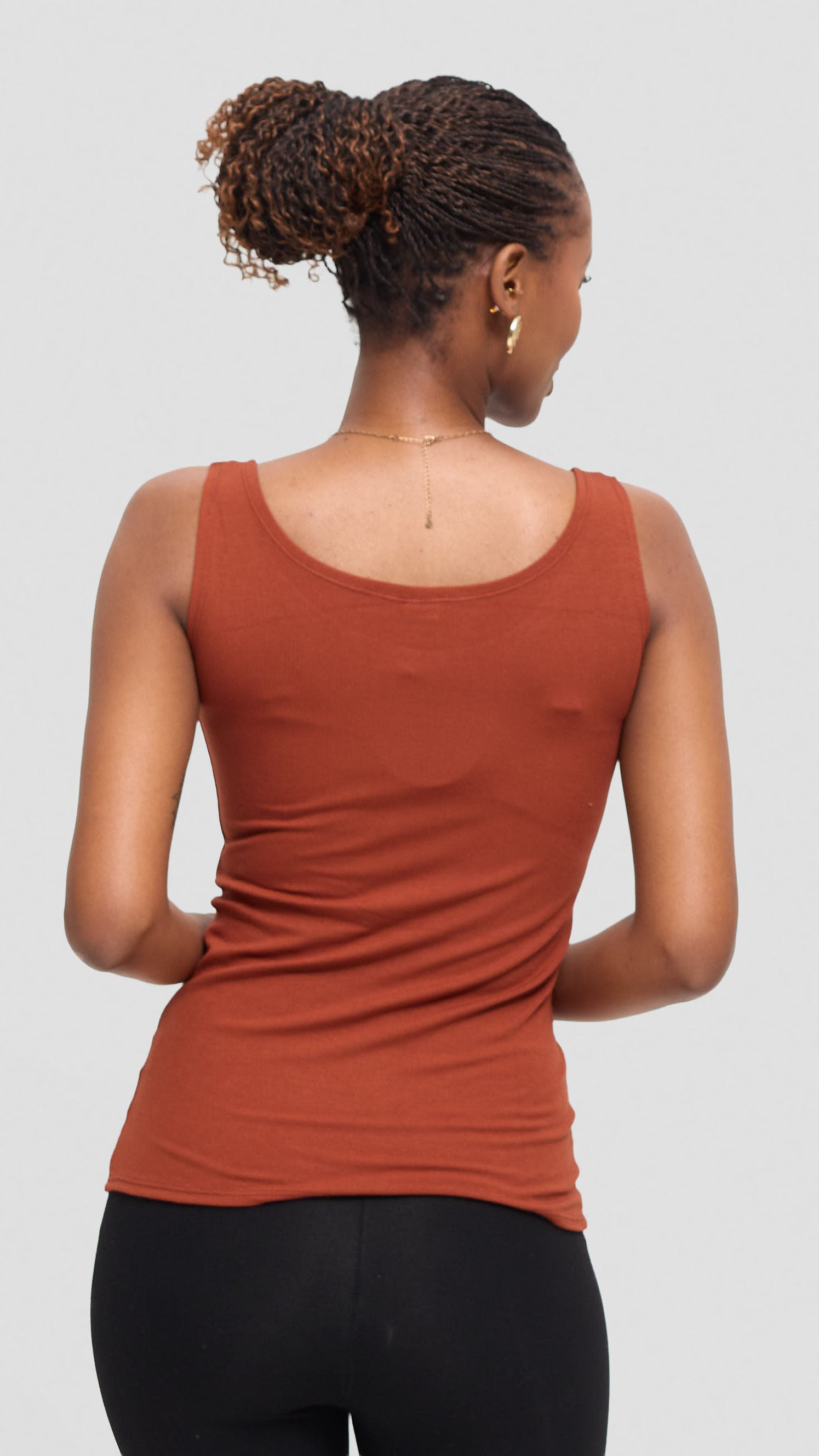 Vivo Basic Tank Top in Jersey - Dark Rust