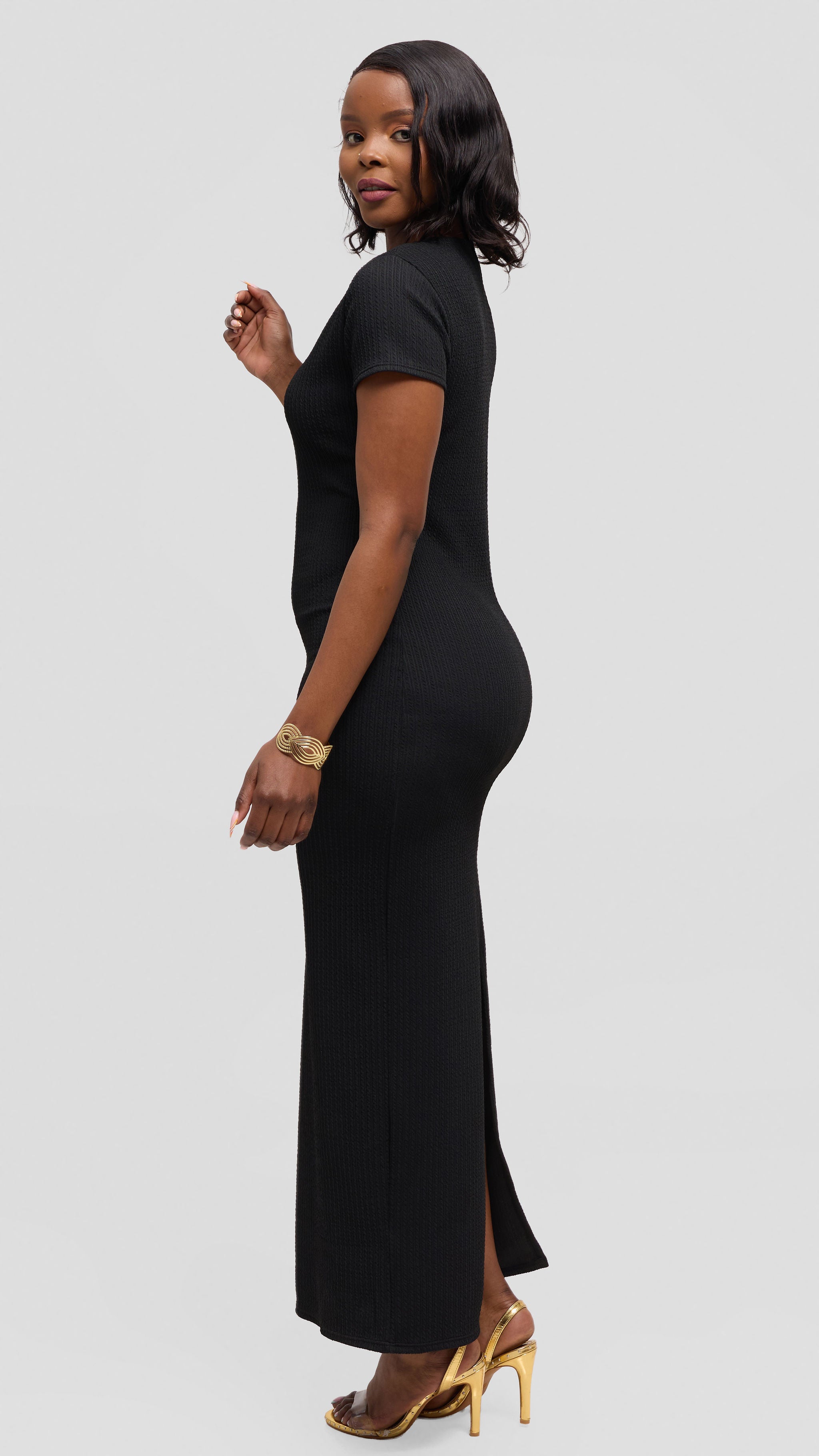 Vivo Short Sleeve Maxi Bodycon in Jersey - Black