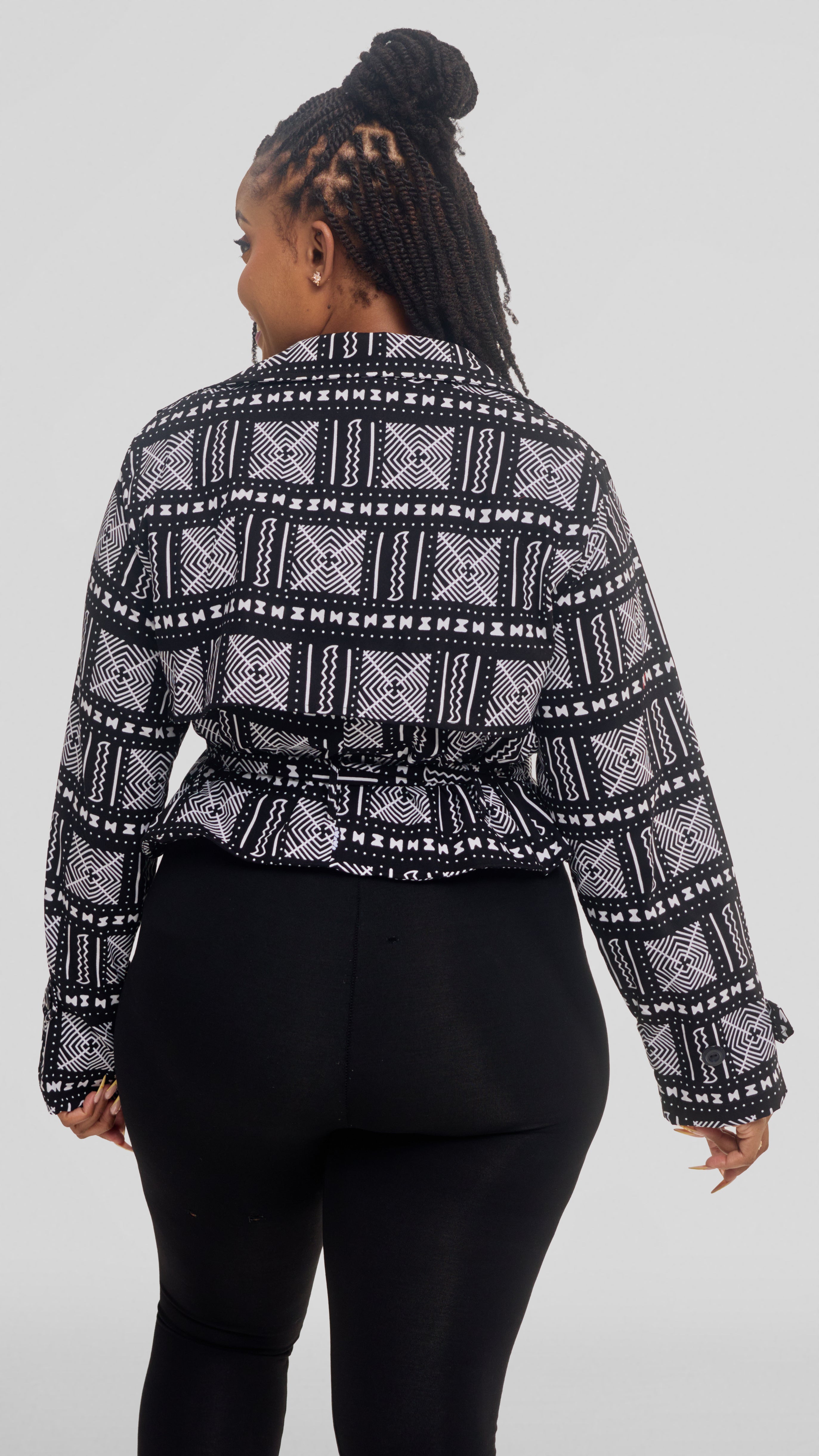 Safari by Vivo Short Trench Coat in Kitenge - Giti Print