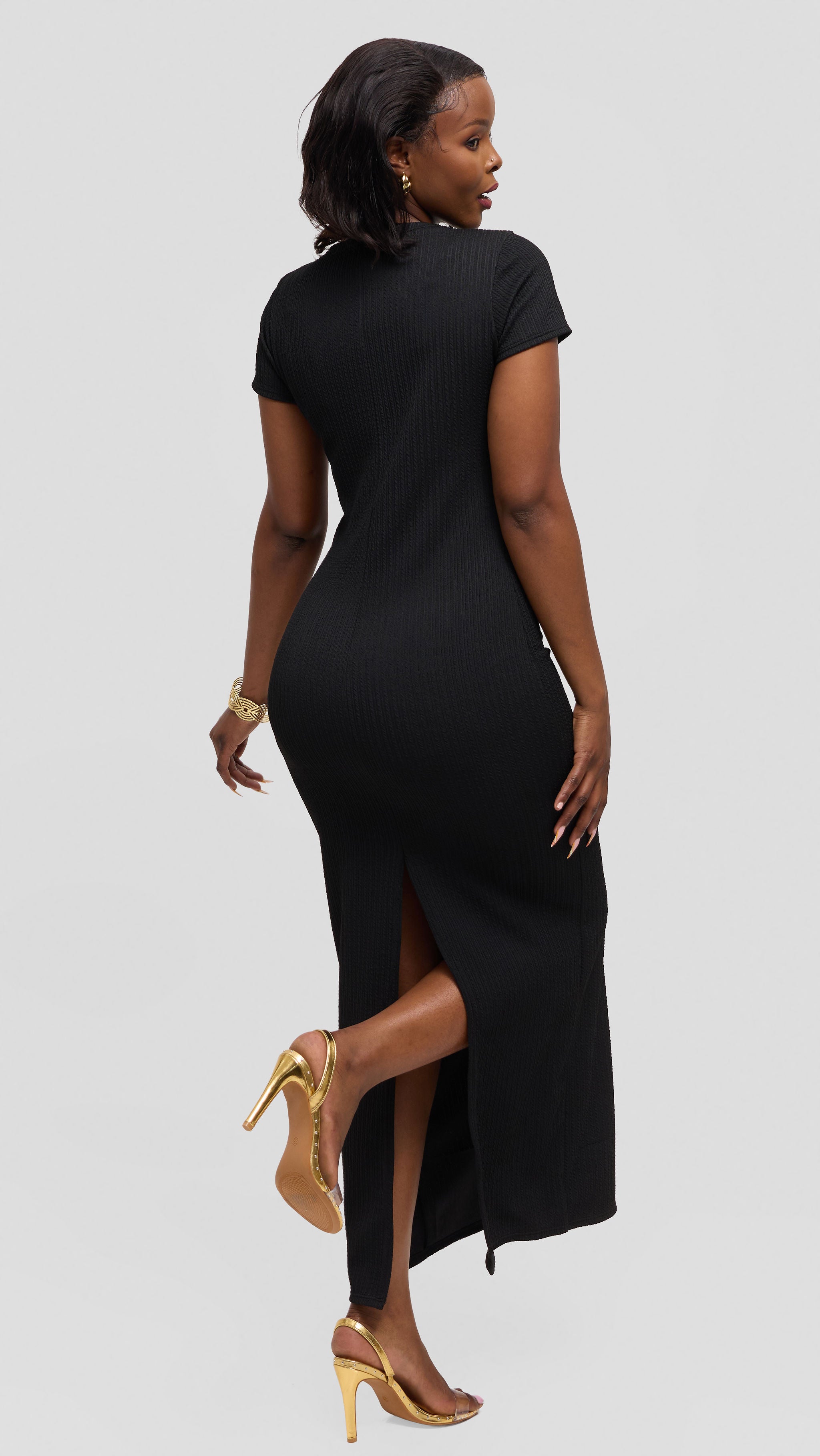 Vivo Short Sleeve Maxi Bodycon in Jersey - Black