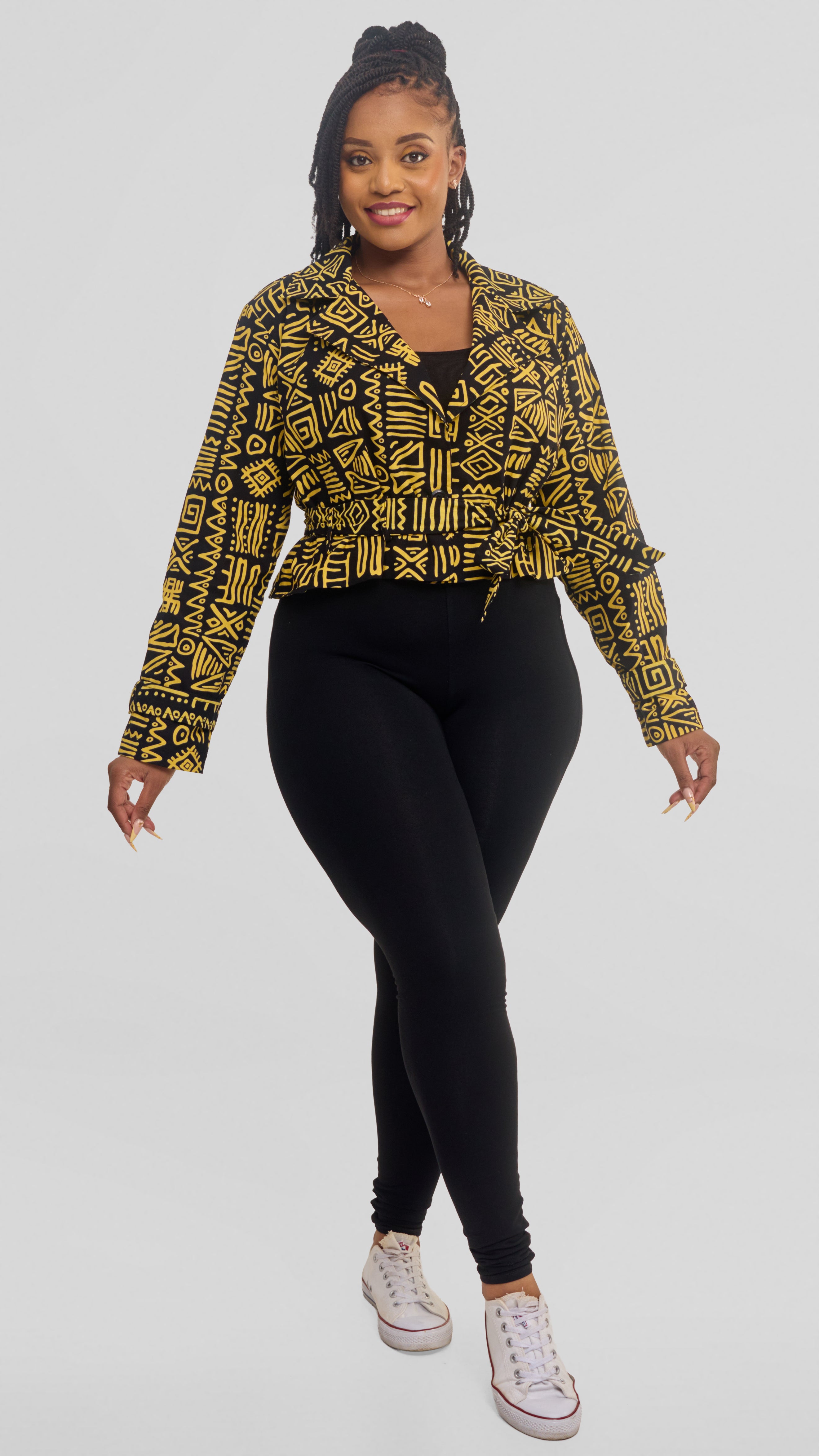 Safari by Vivo Short Trench Coat in Kitenge - Siku Print