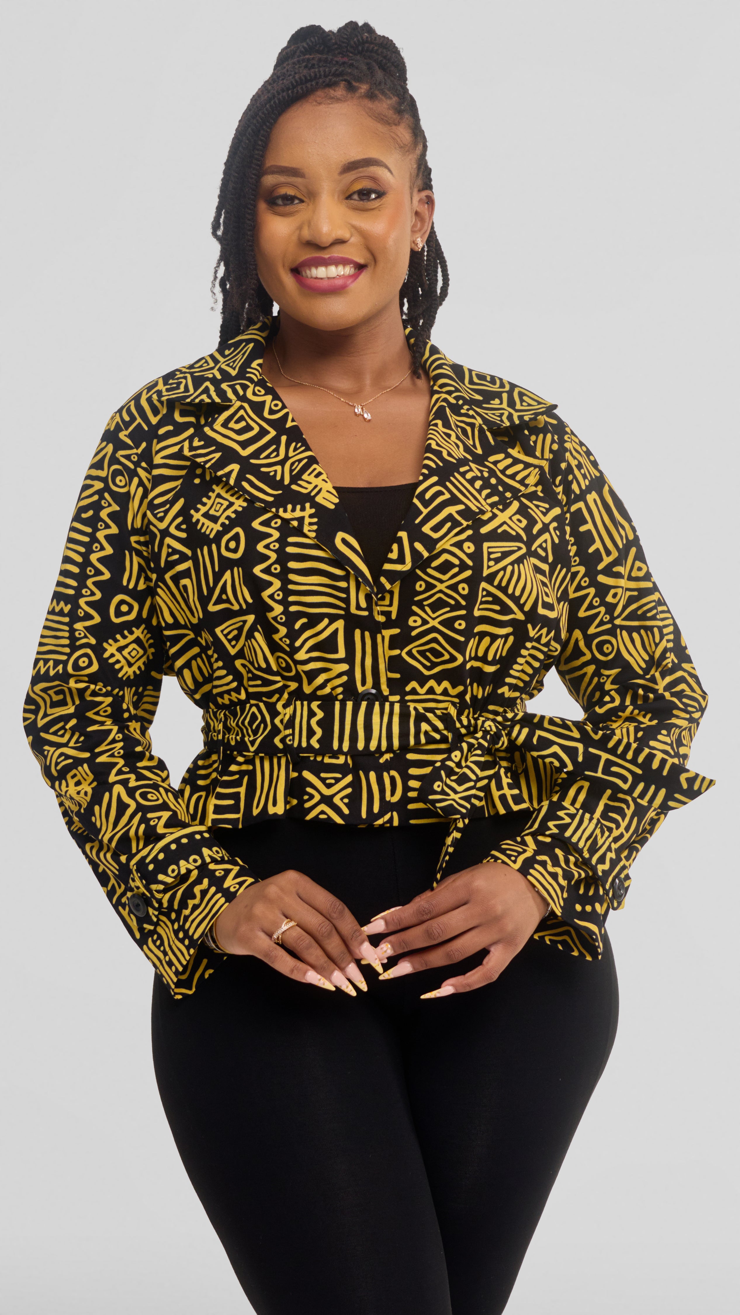 Safari by Vivo Short Trench Coat in Kitenge - Siku Print
