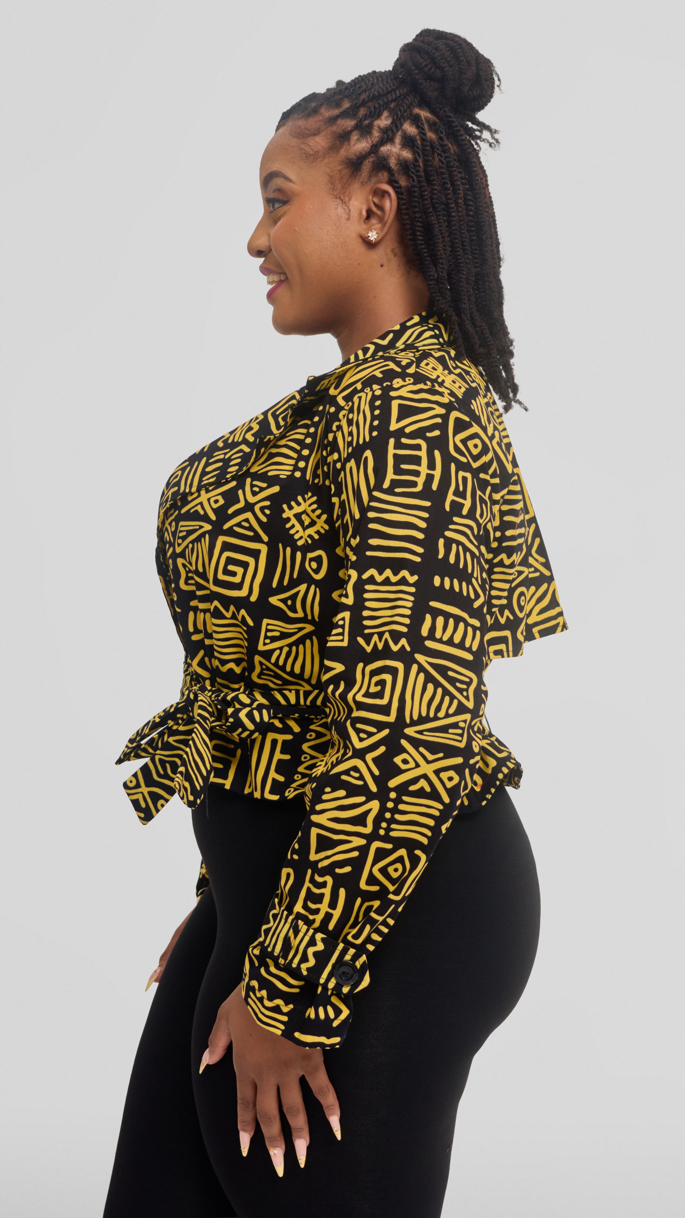Safari by Vivo Short Trench Coat in Kitenge - Siku Print