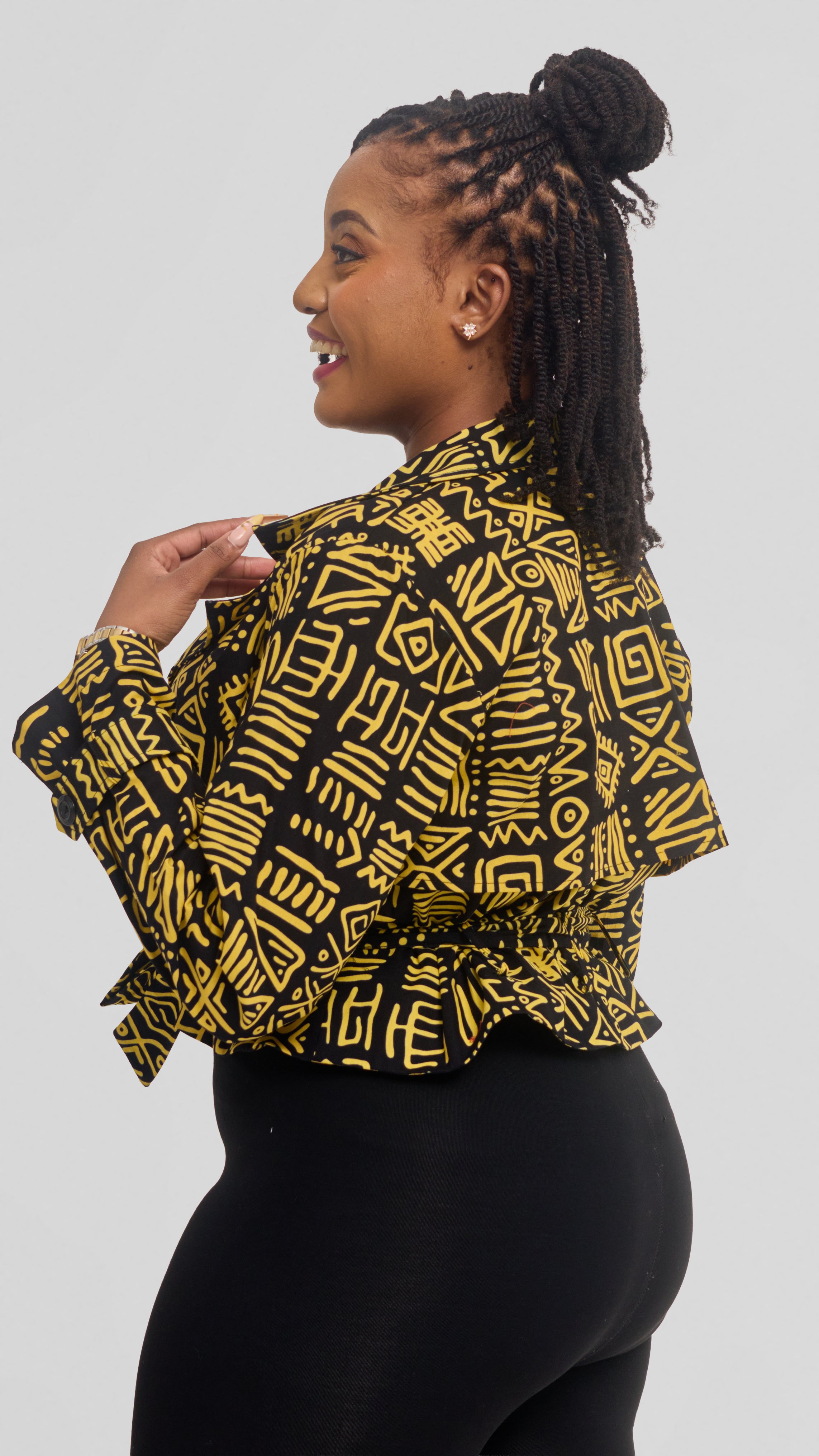 Safari by Vivo Short Trench Coat in Kitenge - Siku Print