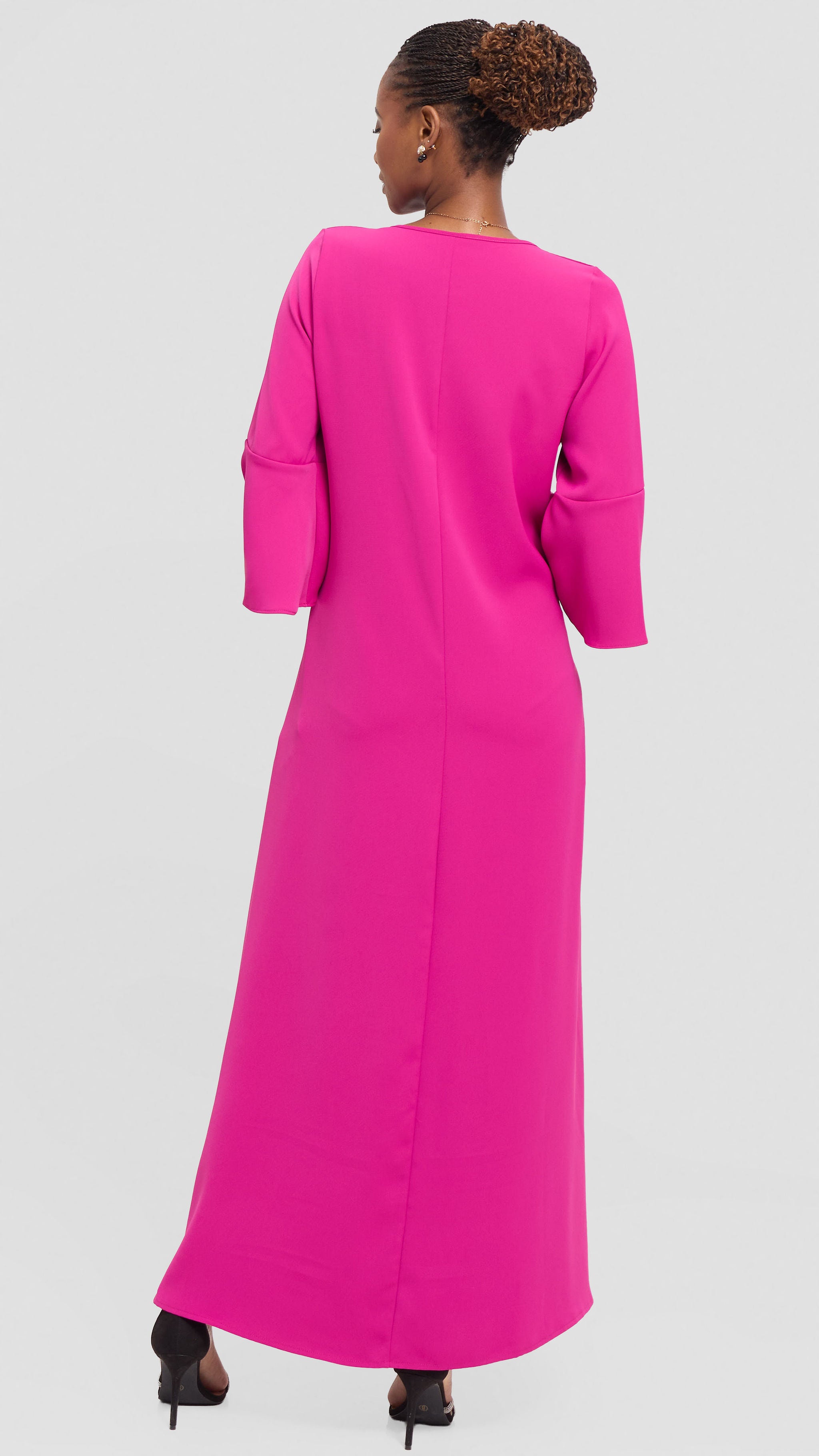Vivo Zola 3/4 Sleeve Maxi Dress in Crepe - Fuschia