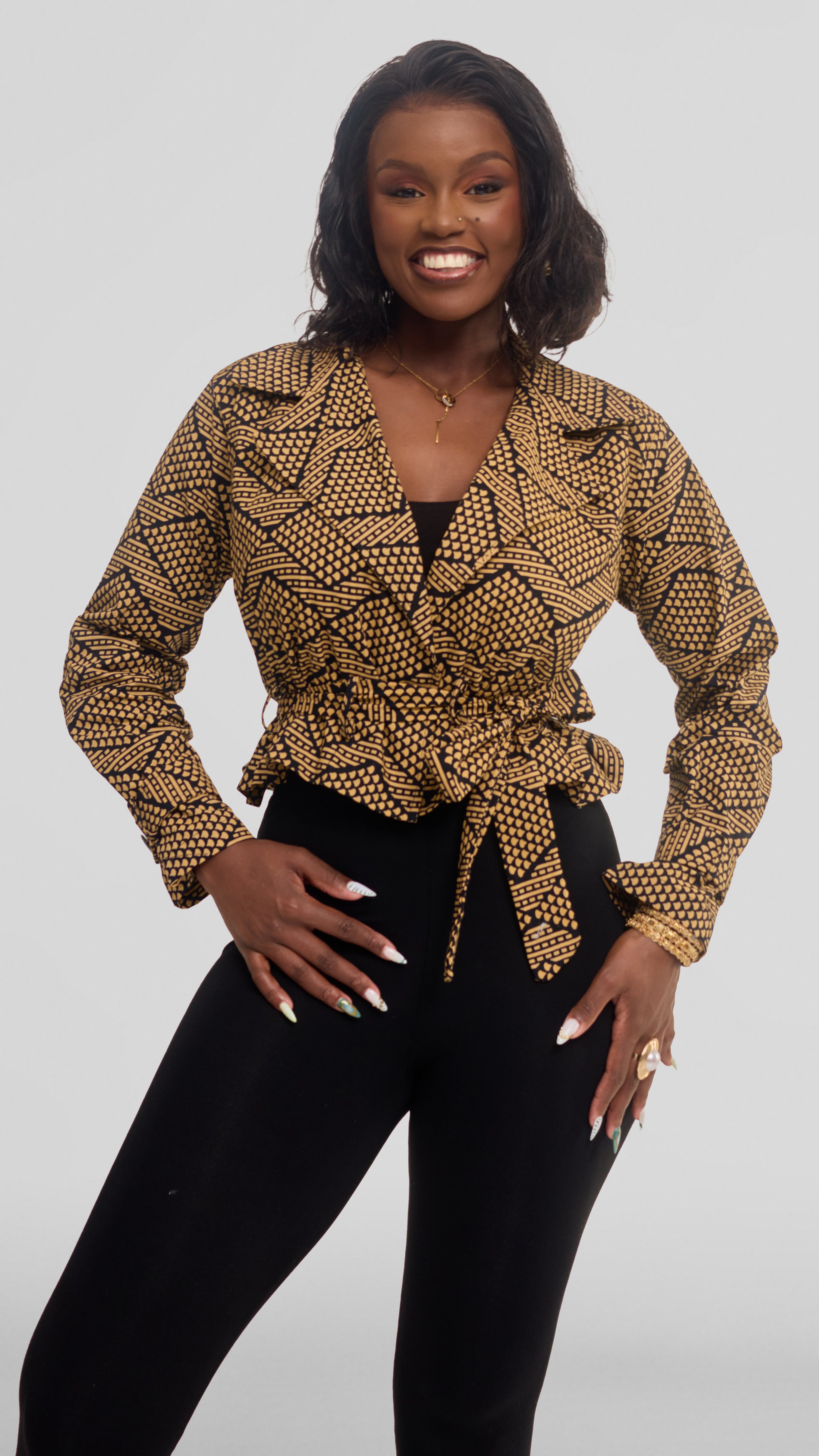 Safari by Vivo Short Trench Coat in Kitenge - Fumbo Print