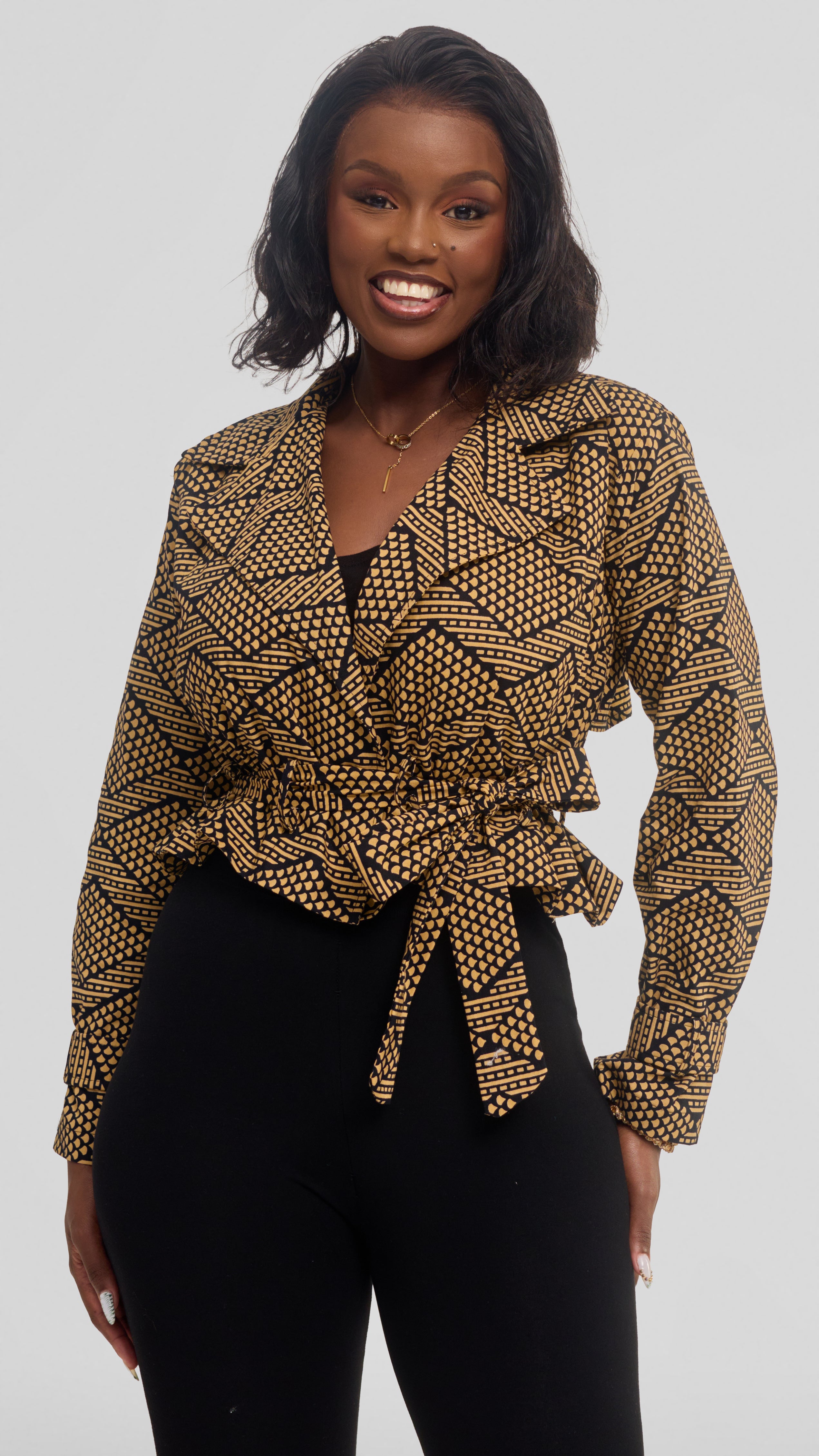 Safari by Vivo Short Trench Coat in Kitenge - Fumbo Print