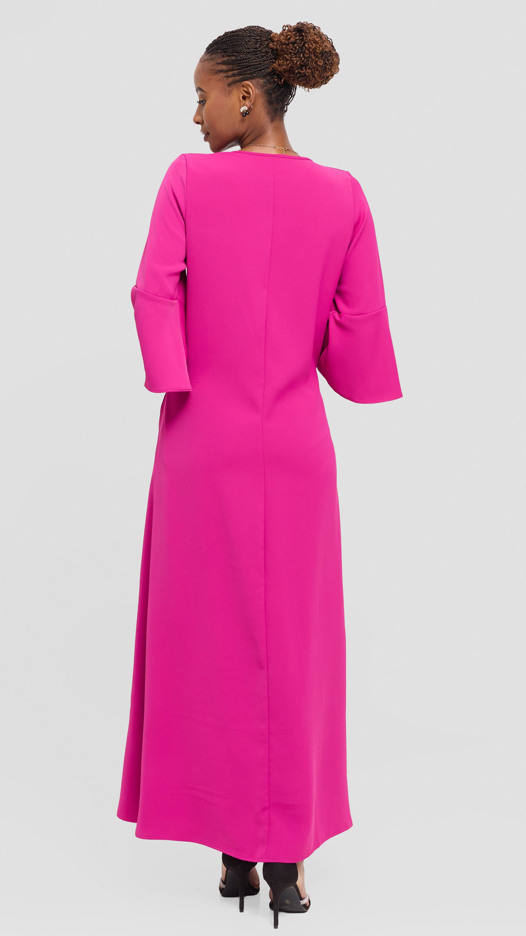 Vivo Zola 3/4 Sleeve Maxi Dress in Crepe - Fuschia