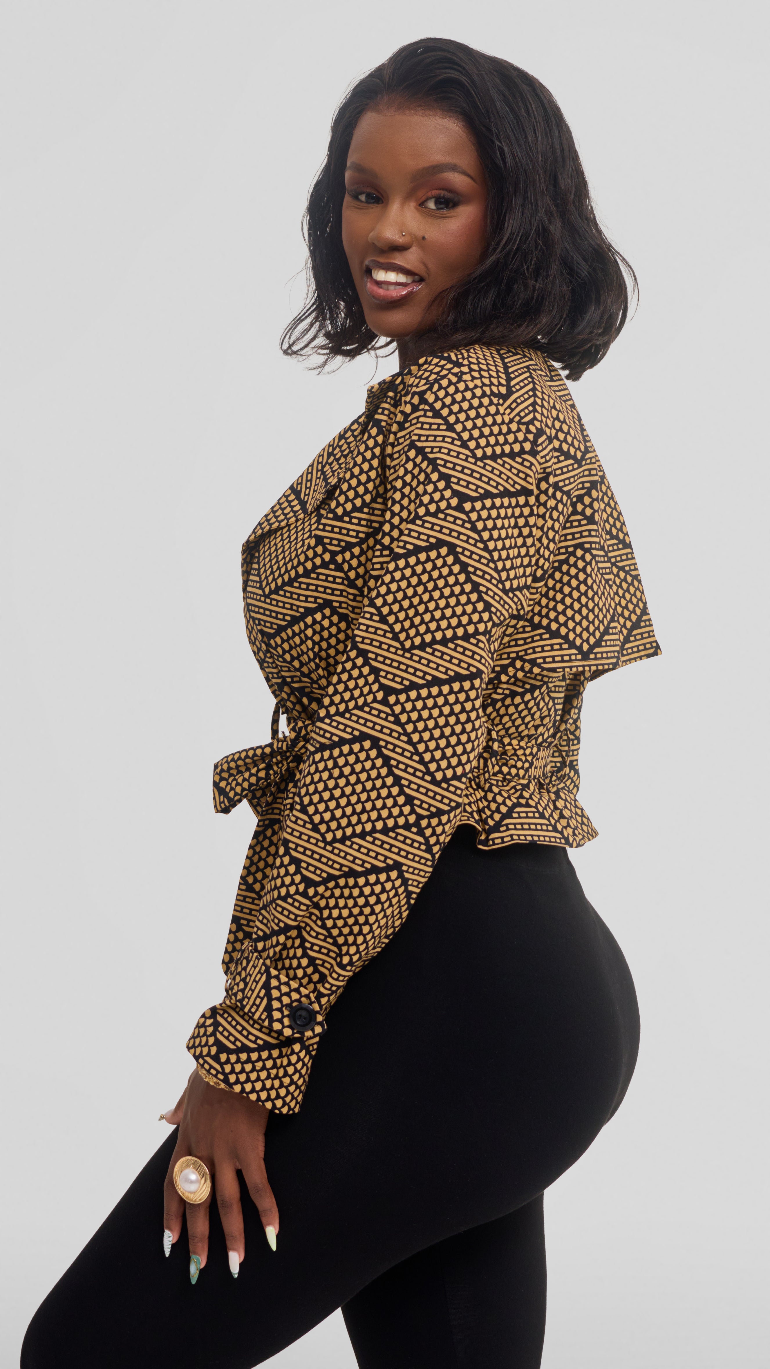 Safari by Vivo Short Trench Coat in Kitenge - Fumbo Print