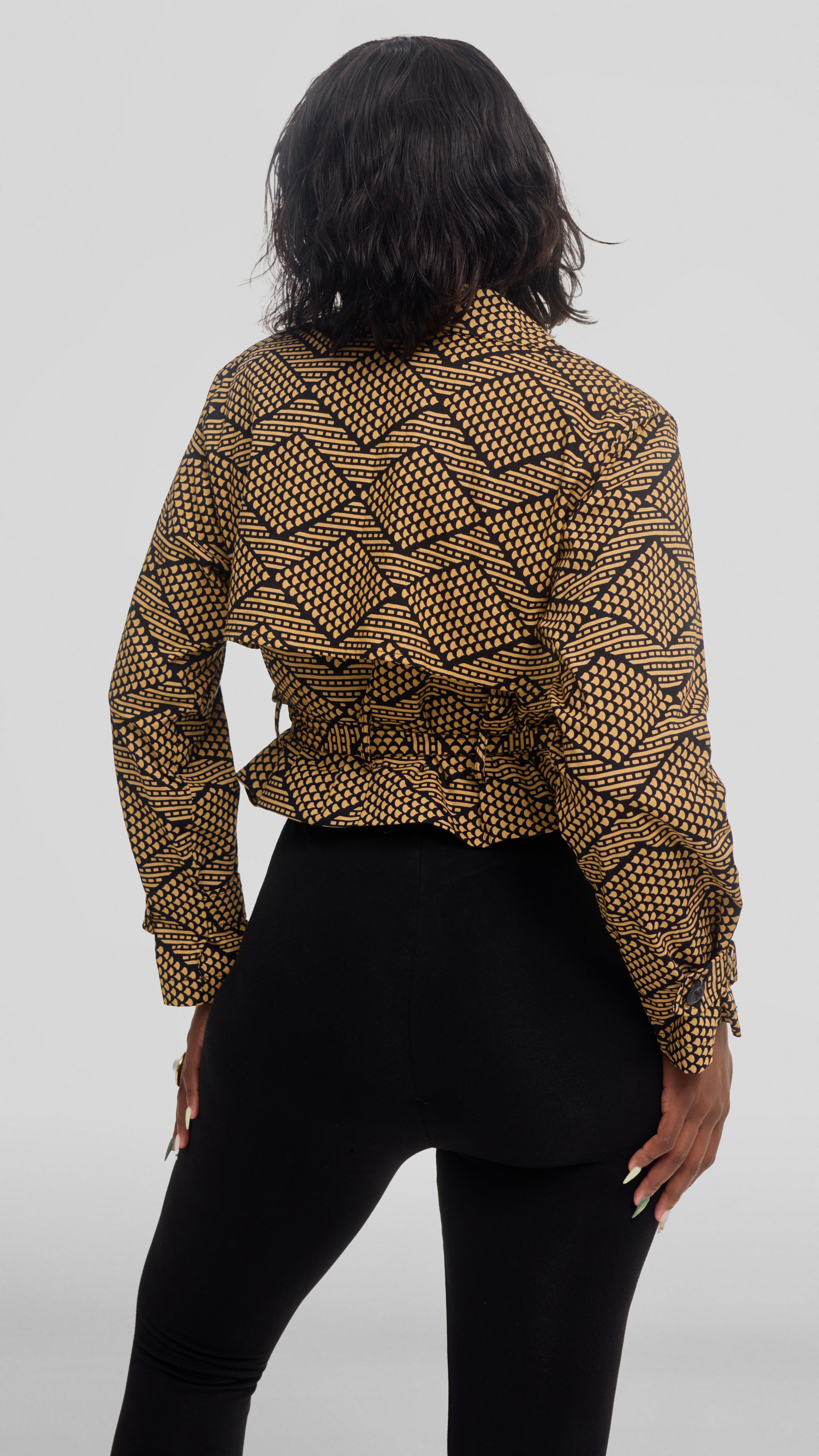 Safari by Vivo Short Trench Coat in Kitenge - Fumbo Print