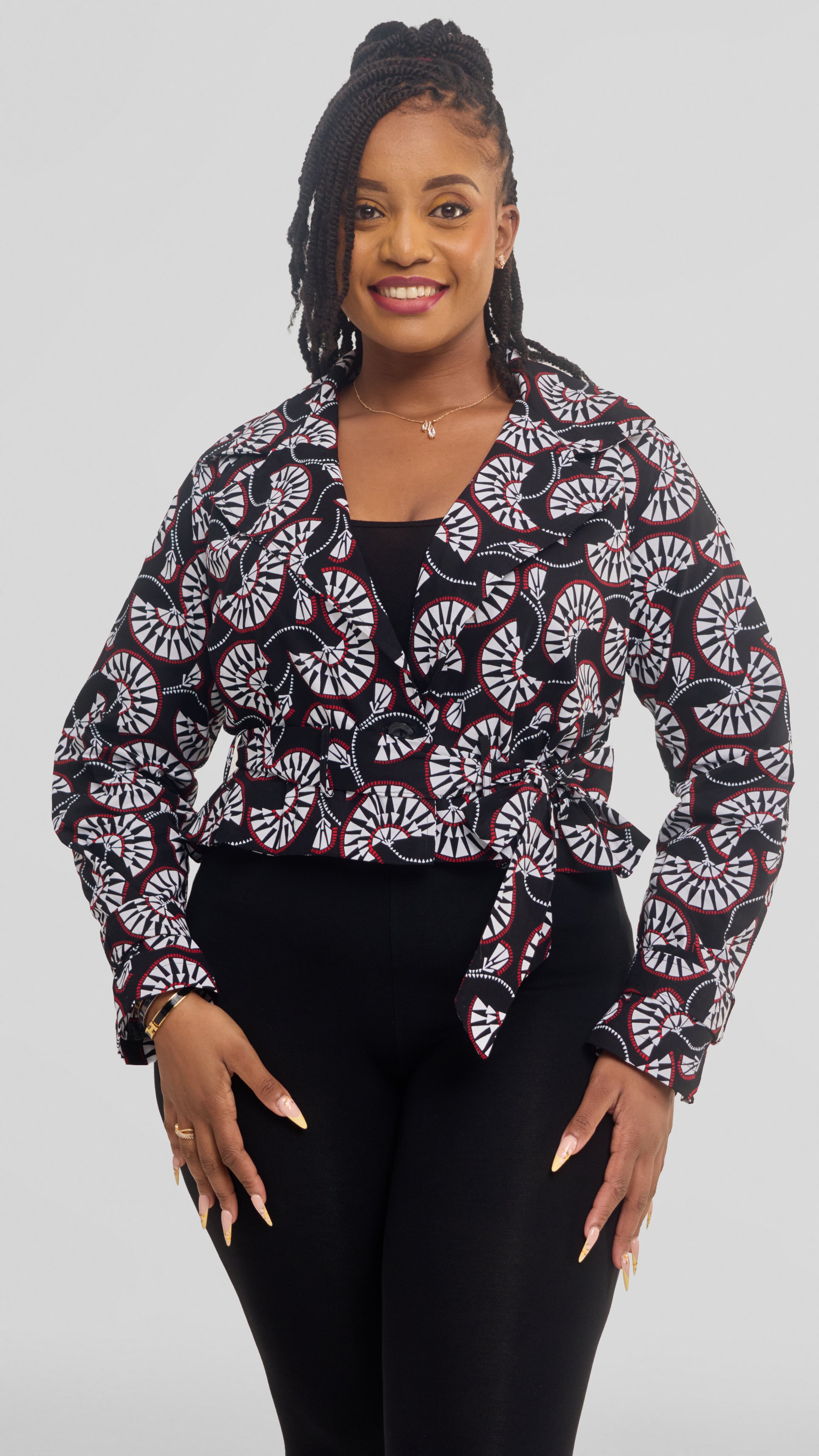 Safari by Vivo Short Trench Coat in Kitenge - Adili Print
