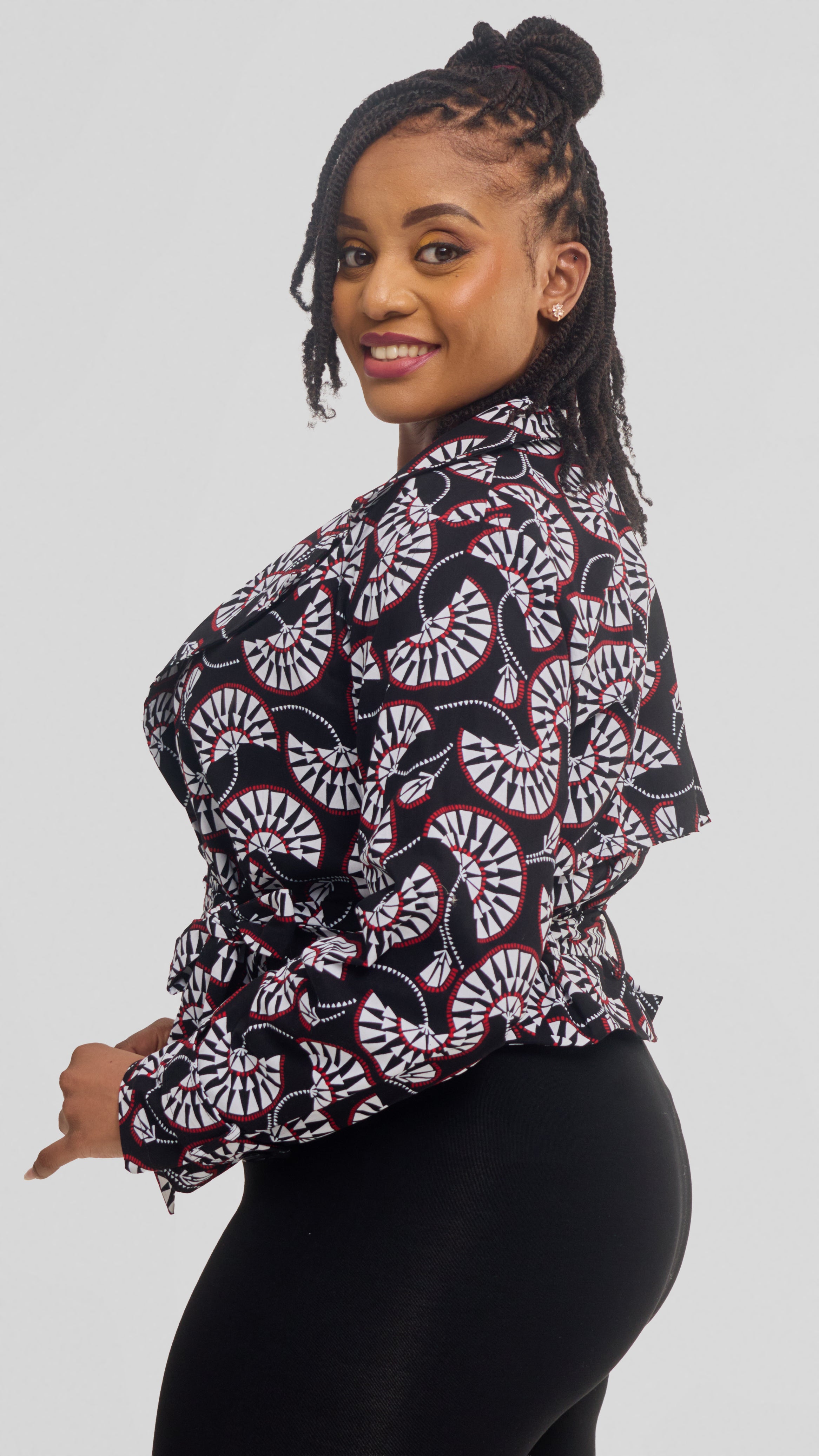 Safari by Vivo Short Trench Coat in Kitenge - Adili Print