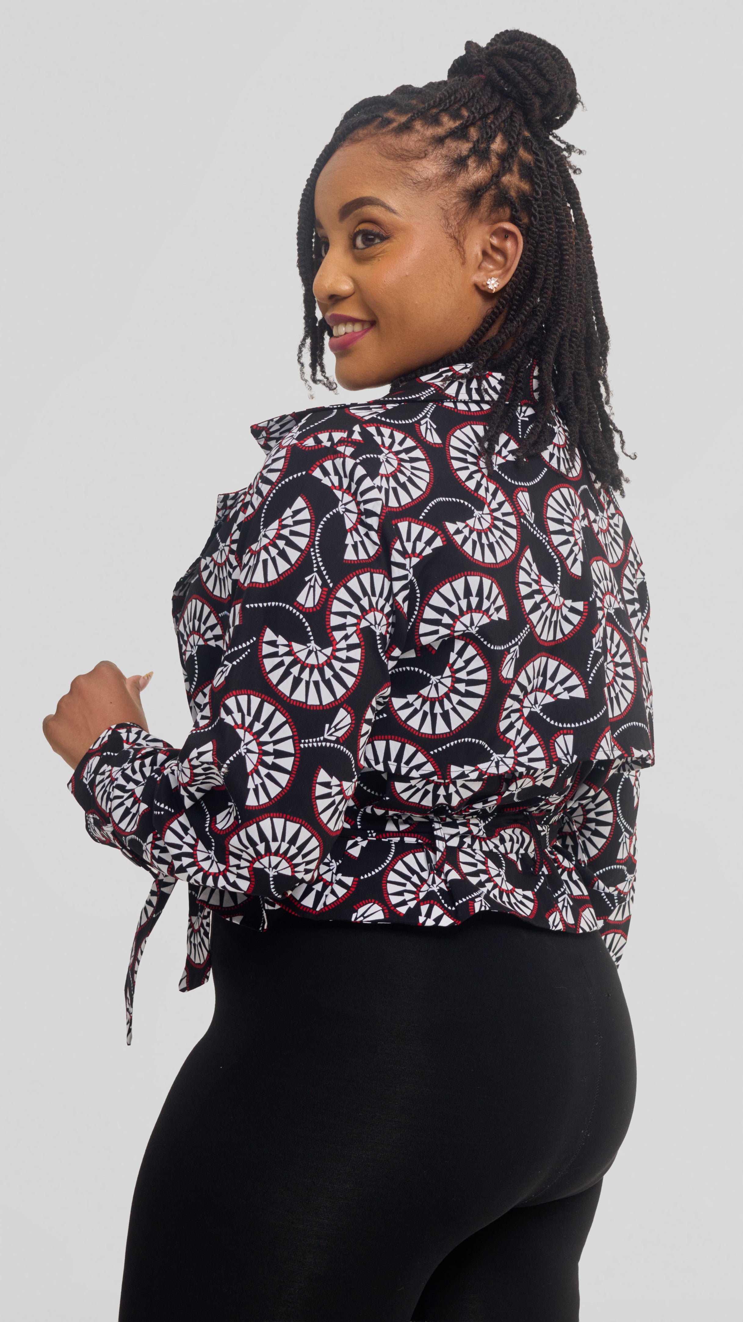 Safari by Vivo Short Trench Coat in Kitenge - Adili Print