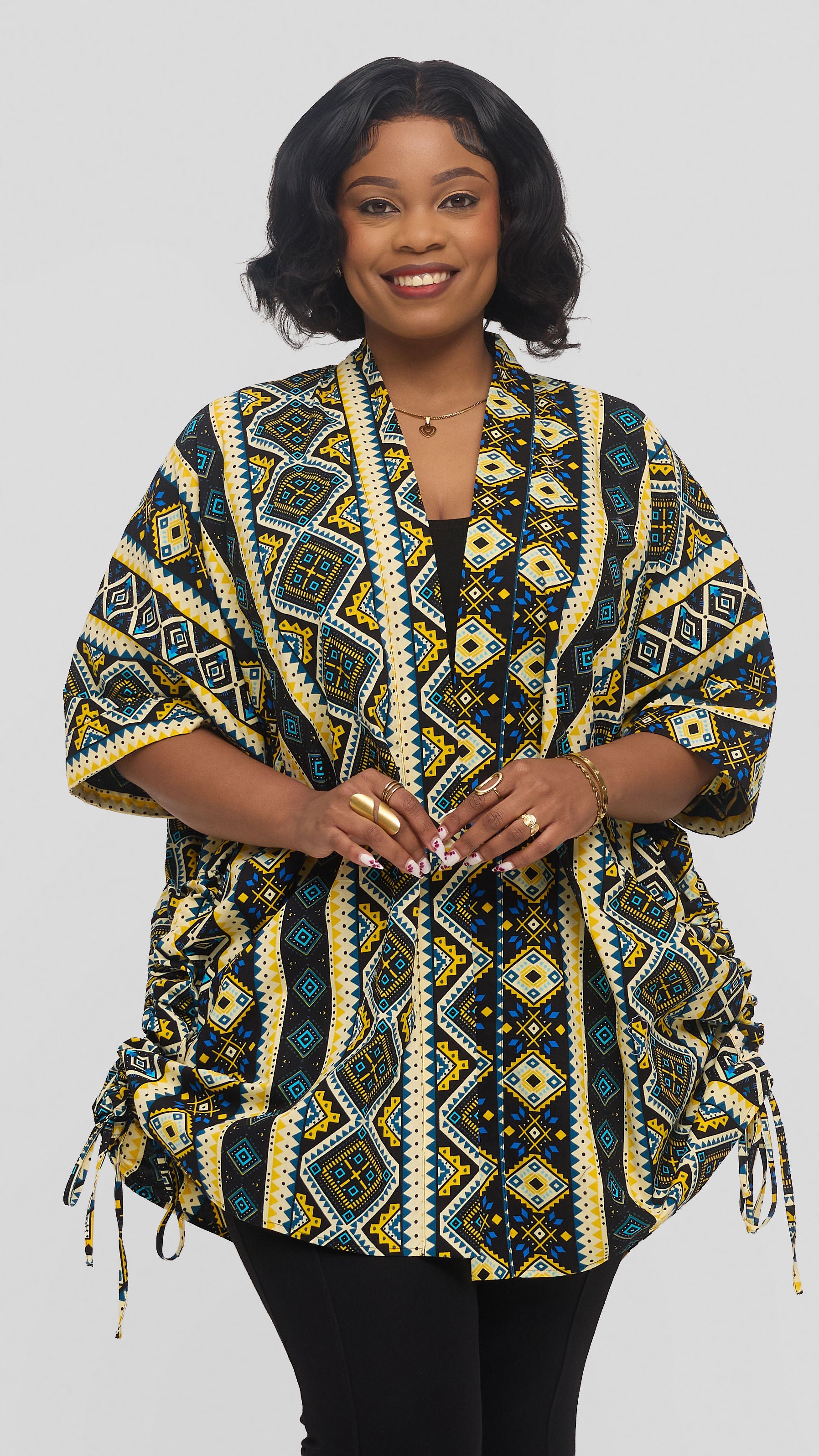 Safari by Vivo Zehra Short Kimono in Kitenge - Sanaa Print