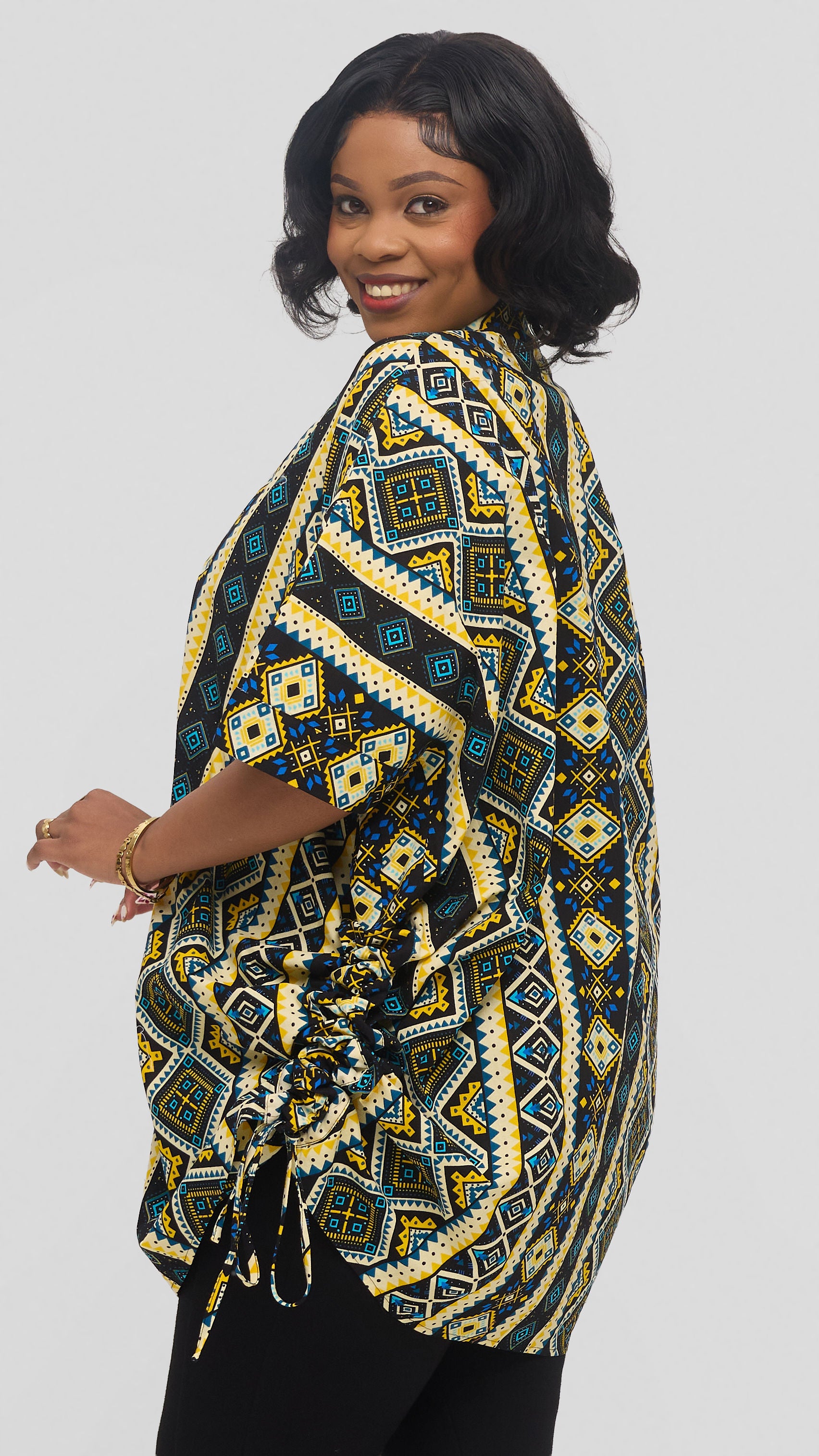 Safari by Vivo Zehra Short Kimono in Kitenge - Sanaa Print